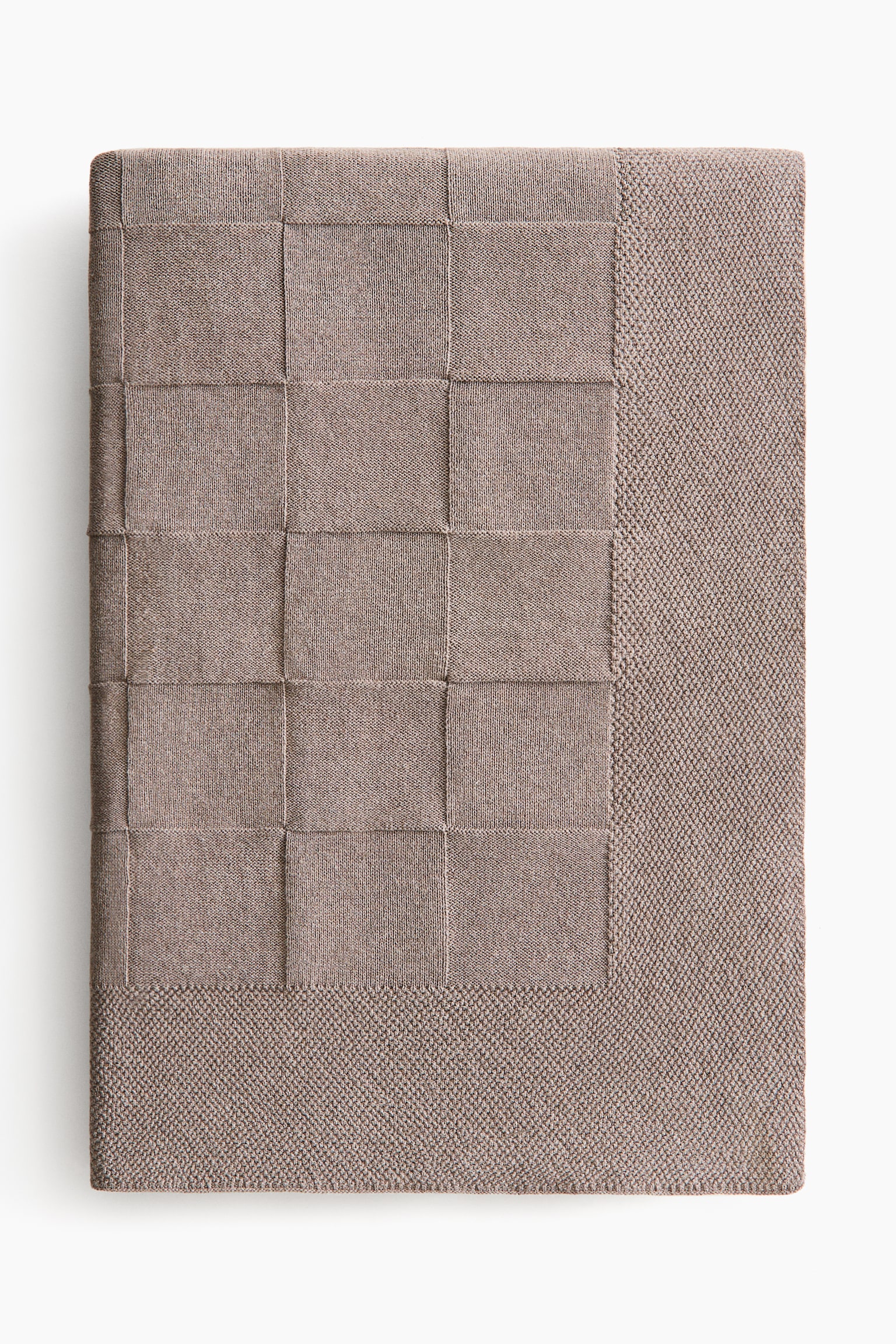 Knitted cotton blanket - Dark beige - 1