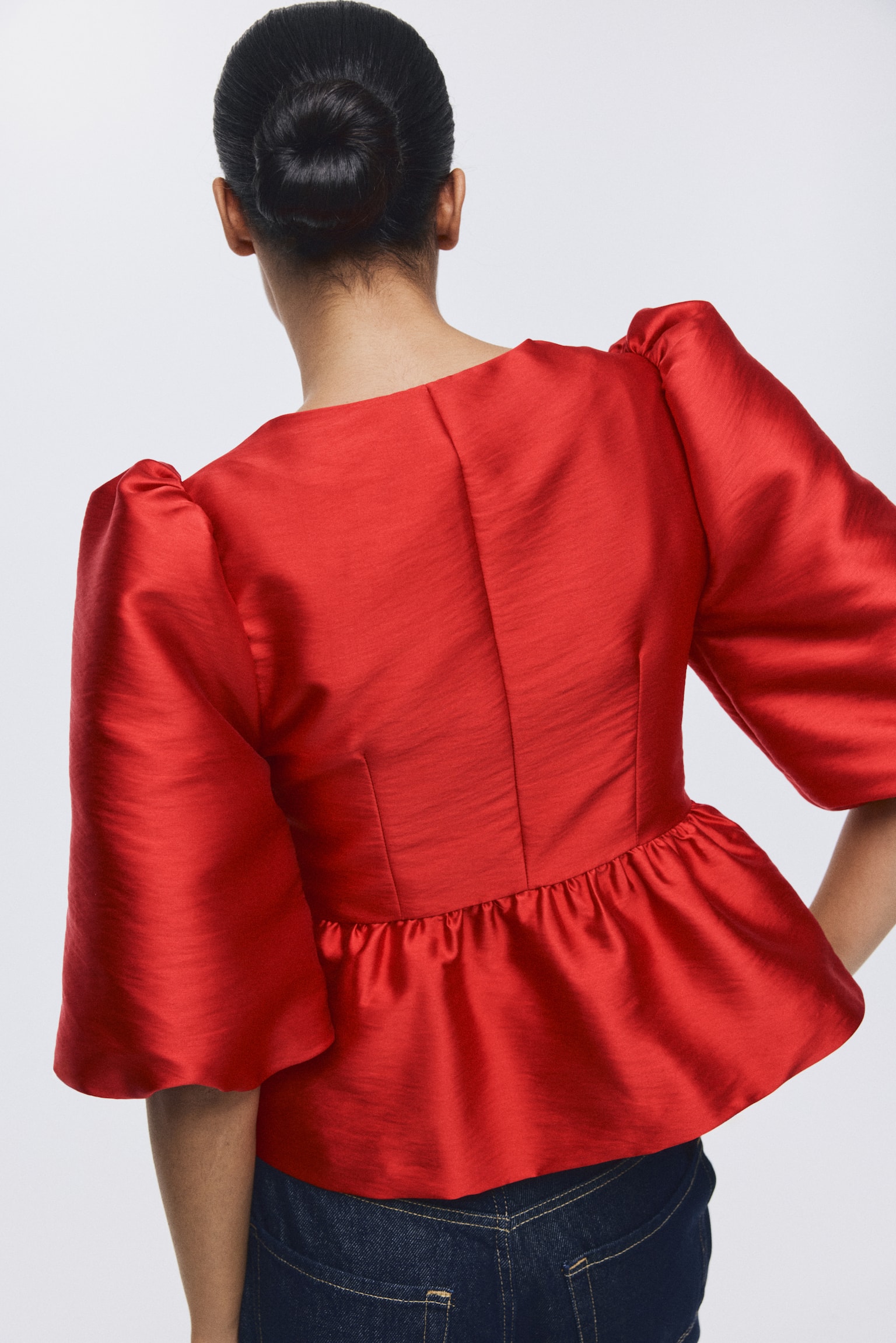 Peplum blouse - Red/Burgundy/Black - 5