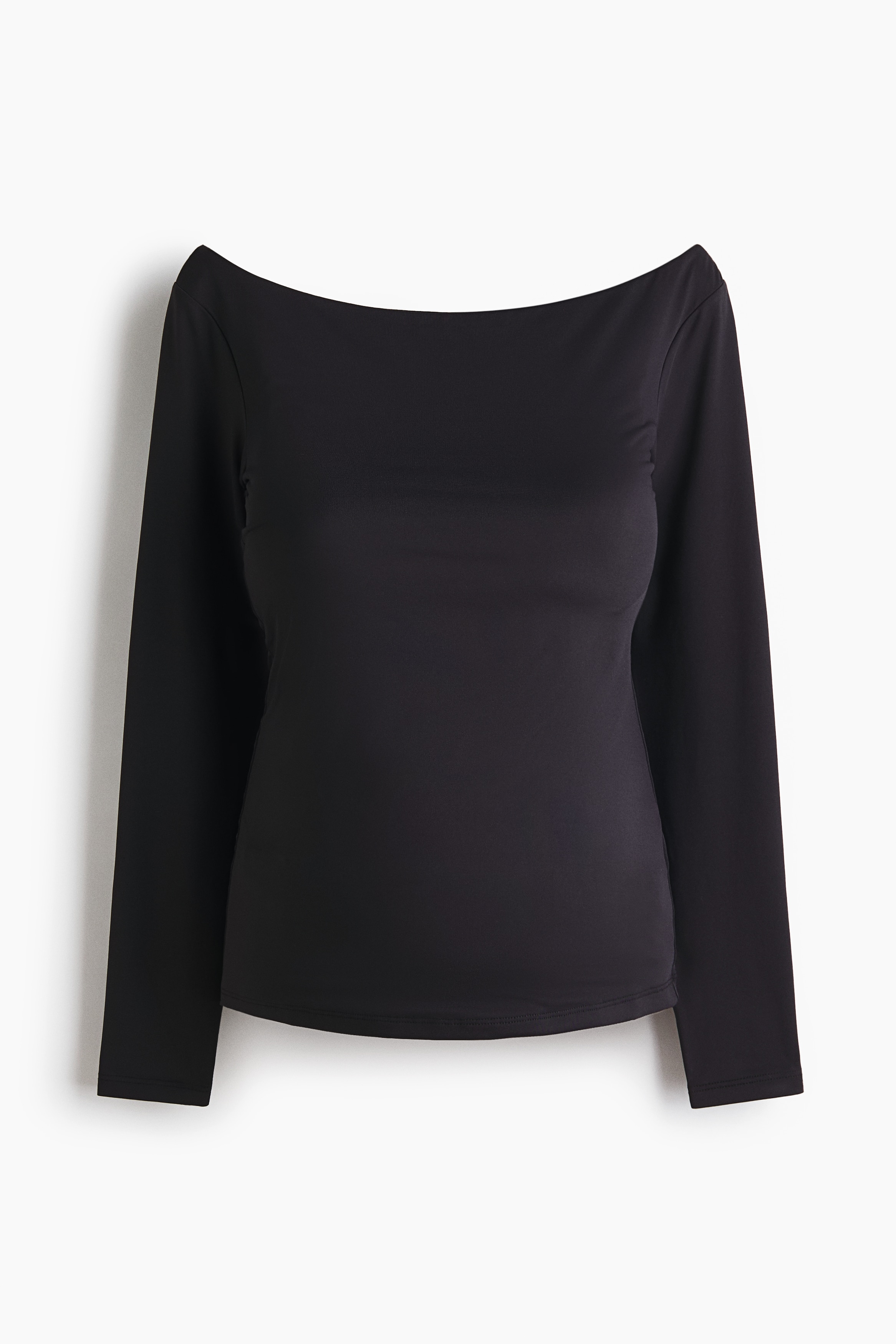 MAMA Top med bådudskæring - Sort/Hvid/Sortstribet