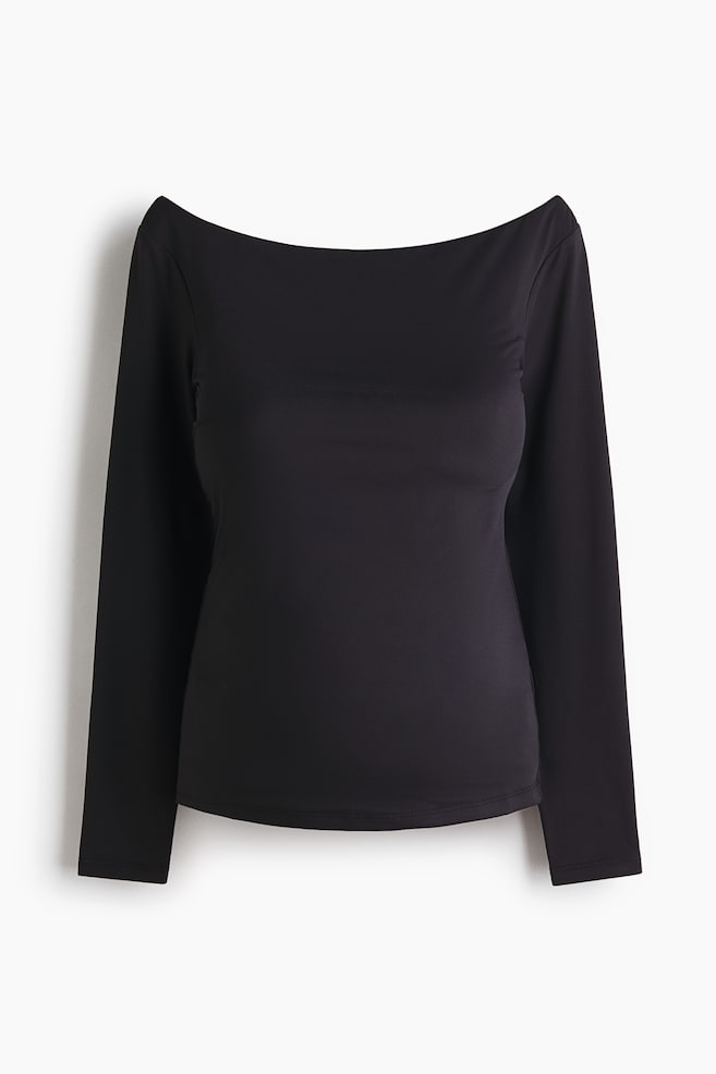 MAMA Shirt mit U-Boot-Ausschnitt - Schwarz/Weiß/Schwarz gestreift - 1