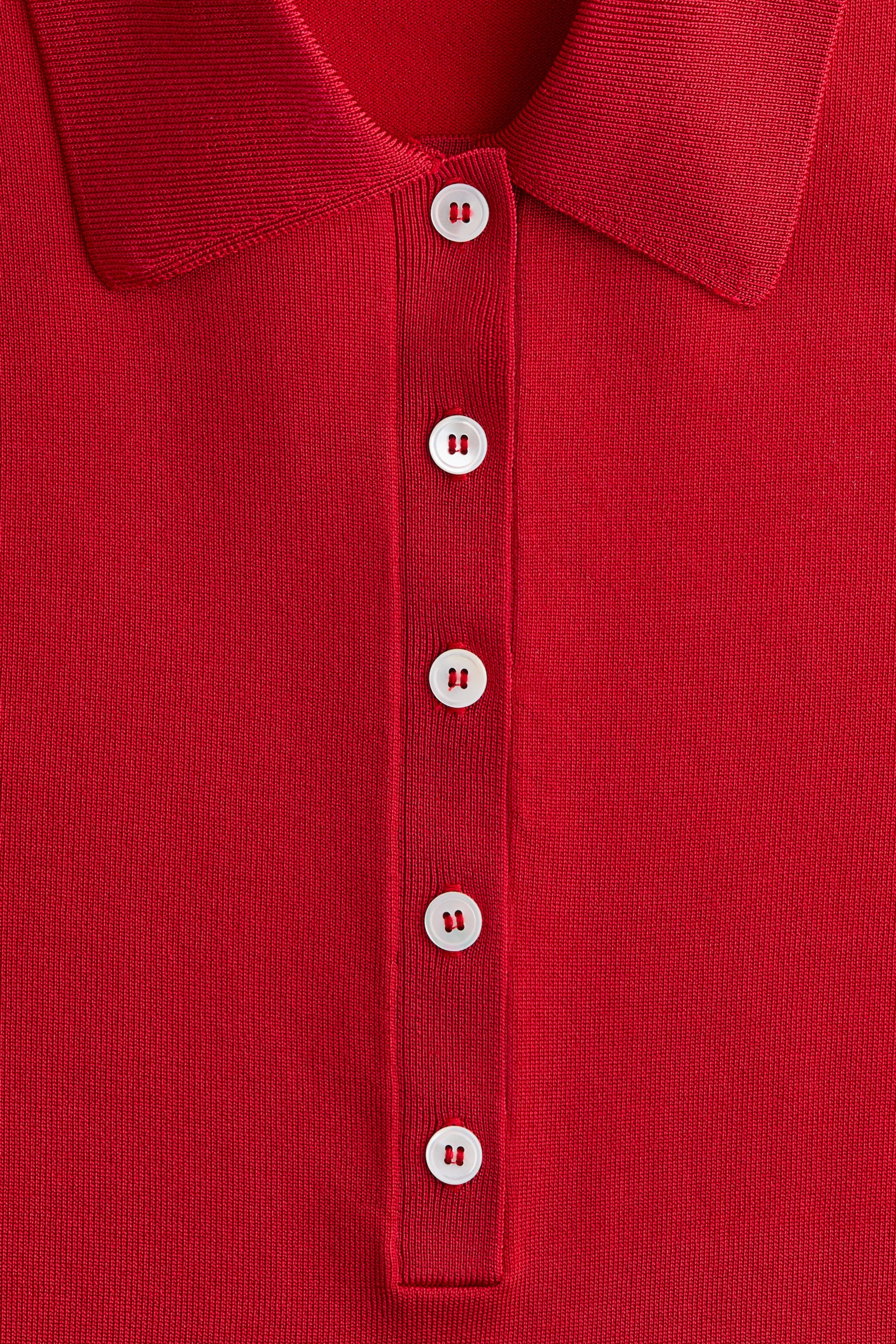 Fine-knit polo shirt - Bright red - 7
