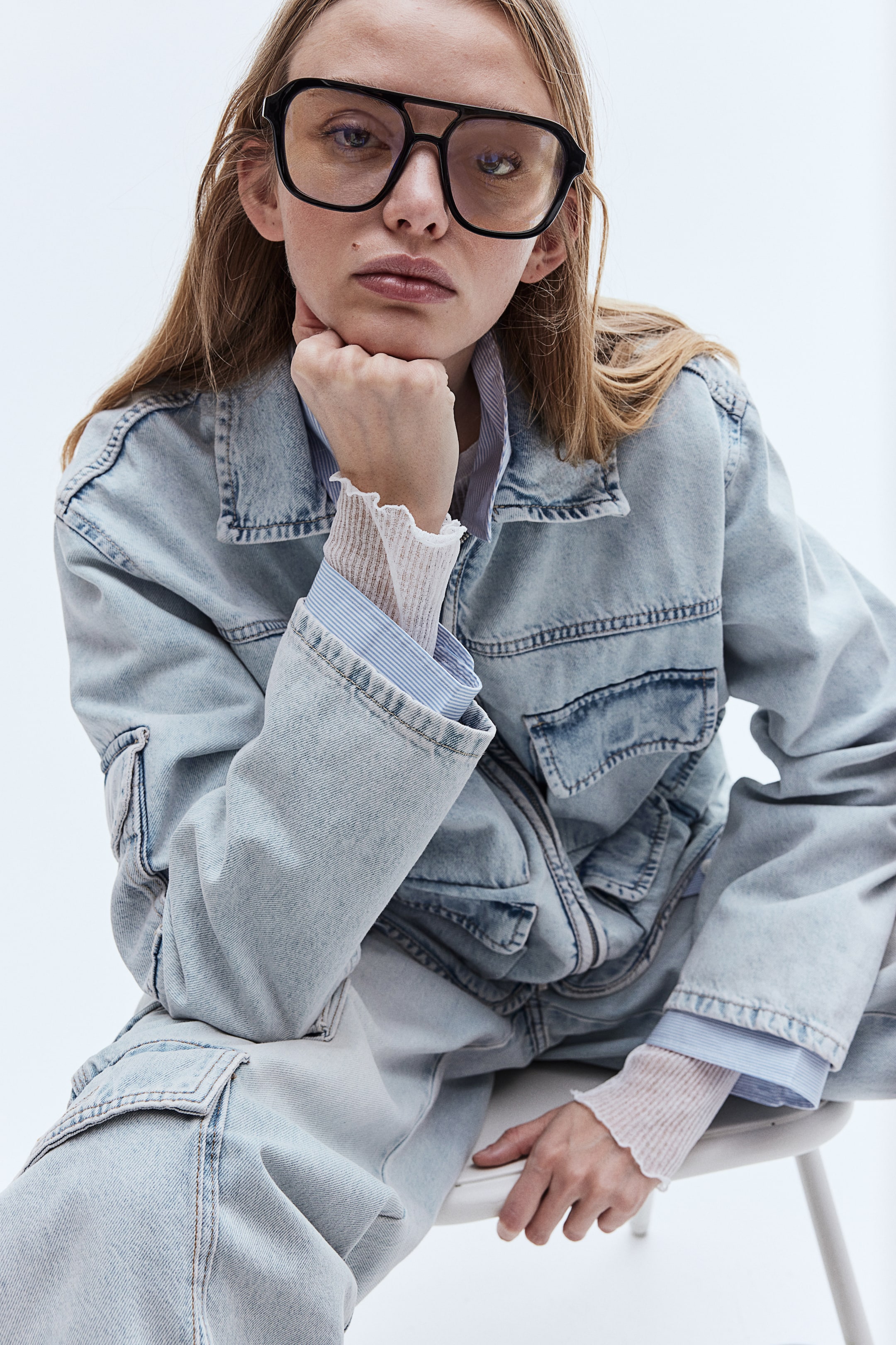 Denim Utility Jacket - Pale denim blue - Ladies | H&M US