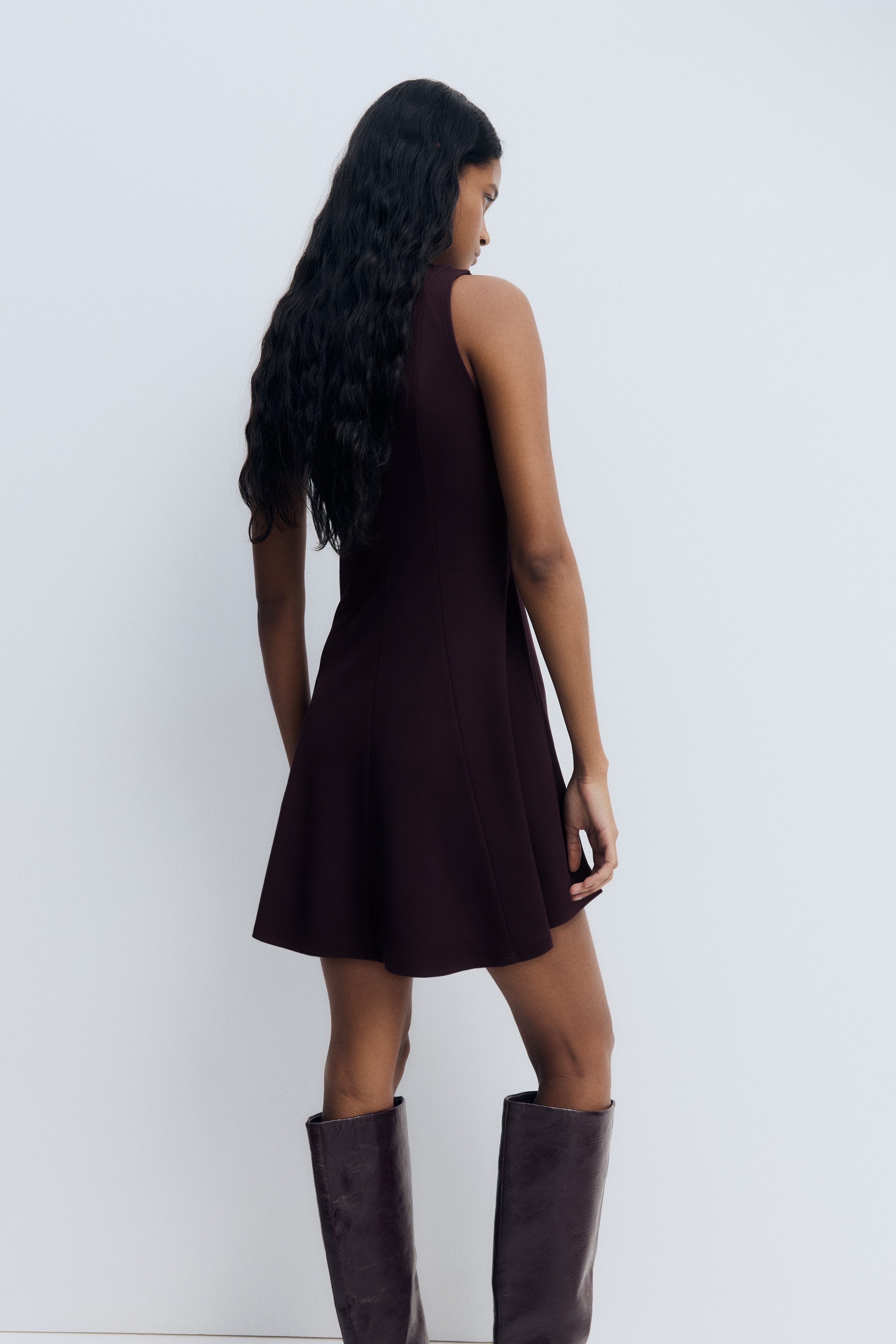 Women's Black Ponte Dress with Flared Skirt | H&M US