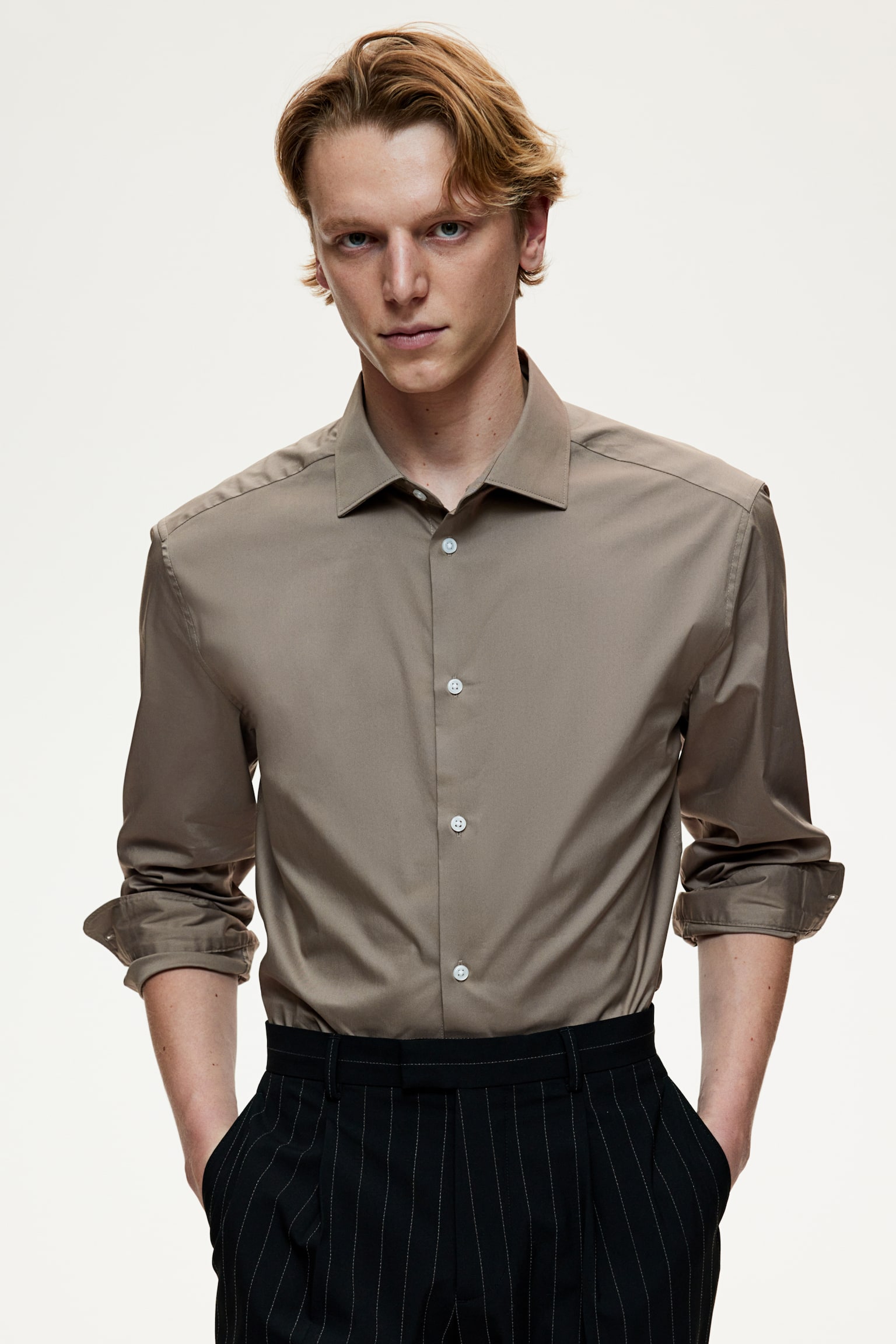 Slim Fit Shirt - Greige/White/Light blue/Navy blue/Black - 1