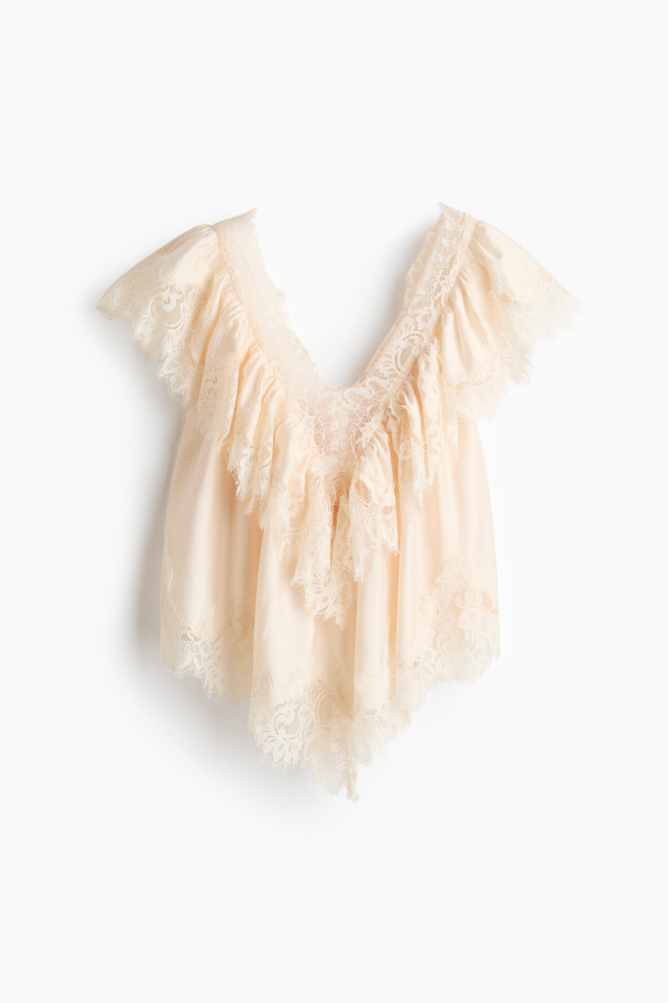 レーストリムブラウス - クリーム