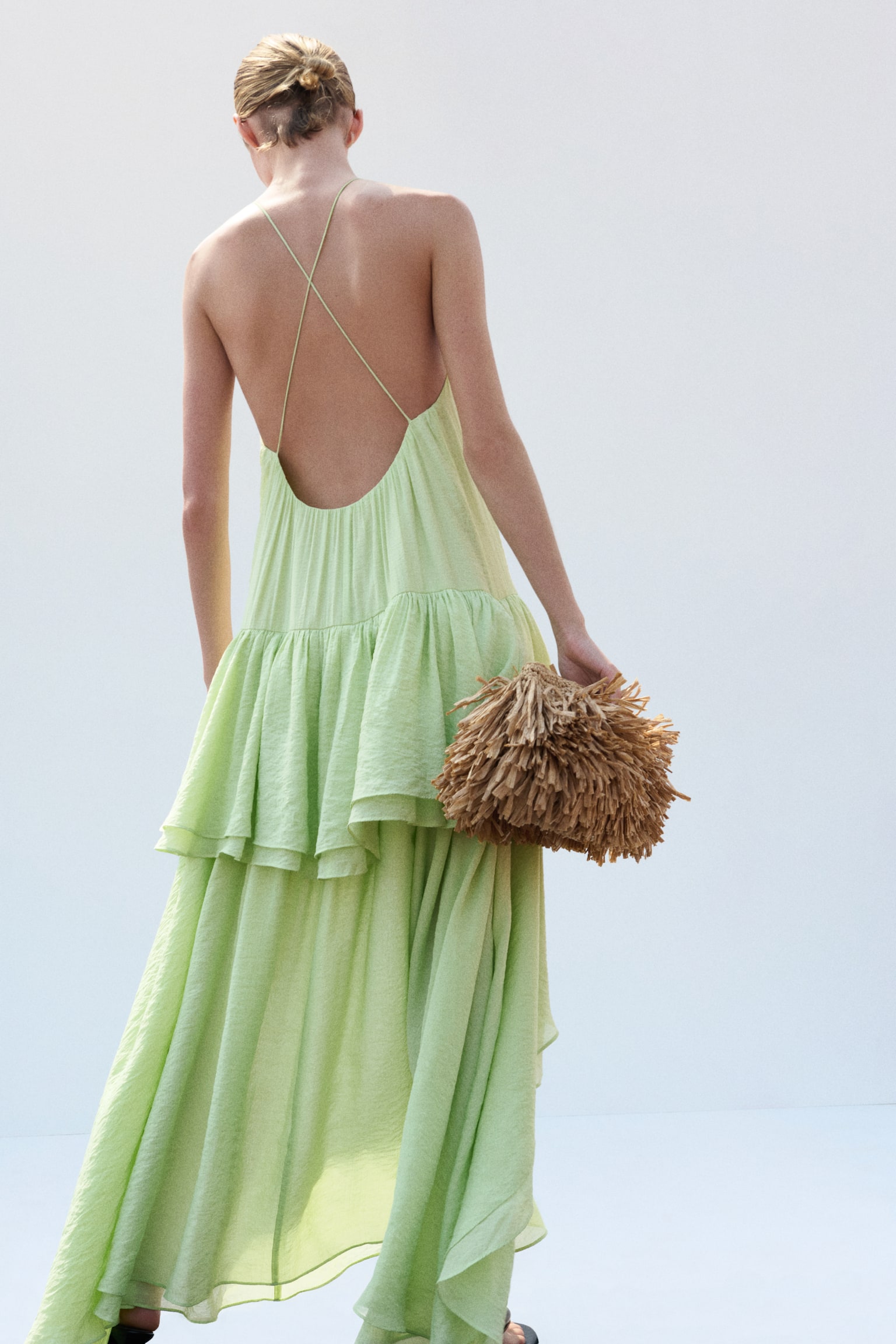 Женское платье H&M Tiered High-Low, цвет: Светлый зелёный — фото 5