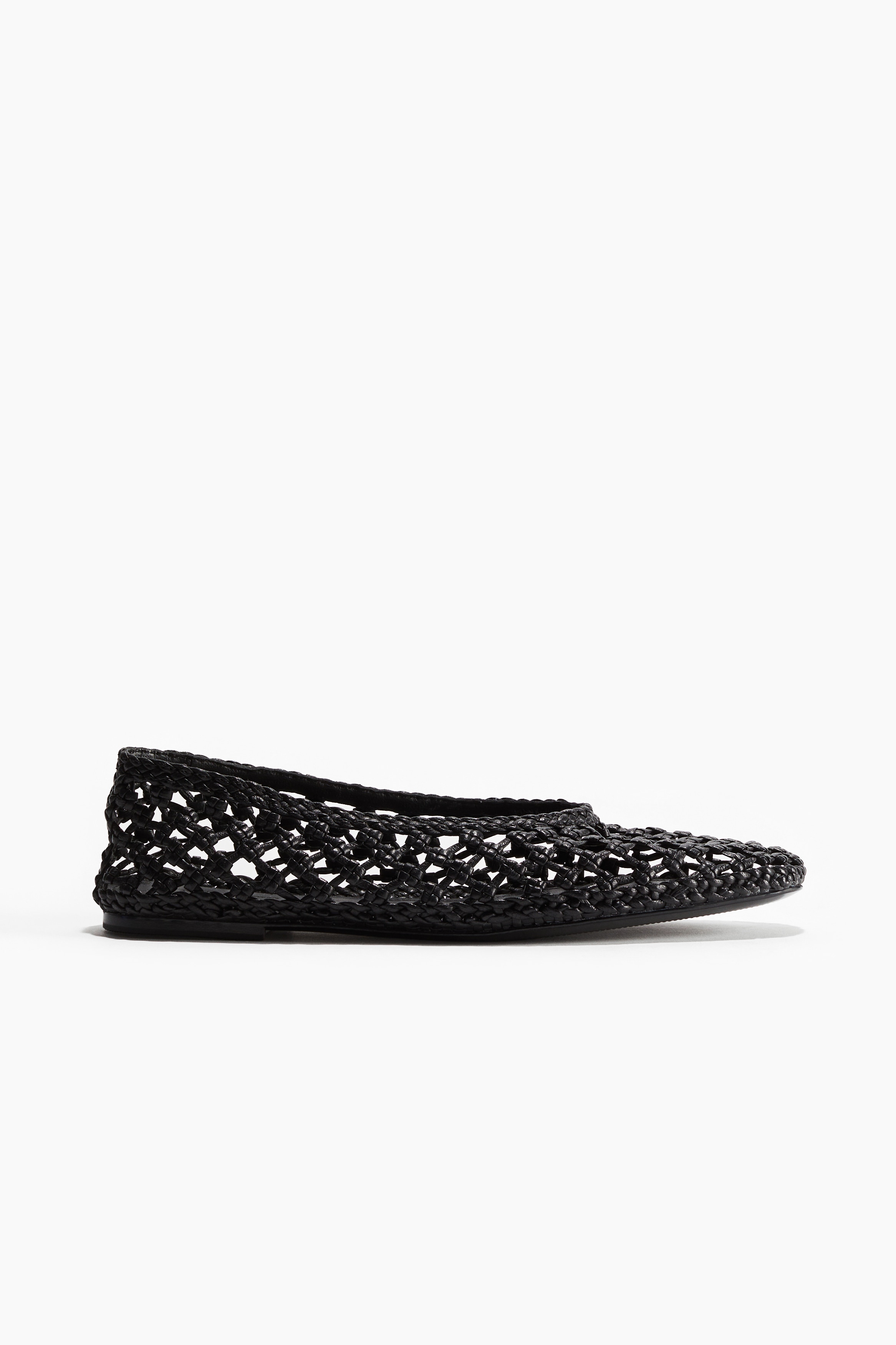 Braided leather ballet pumps