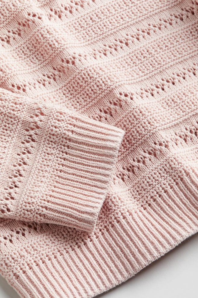 Hole-knit cotton jumper - Powder pink/Light blue/White striped/White/Black - 5