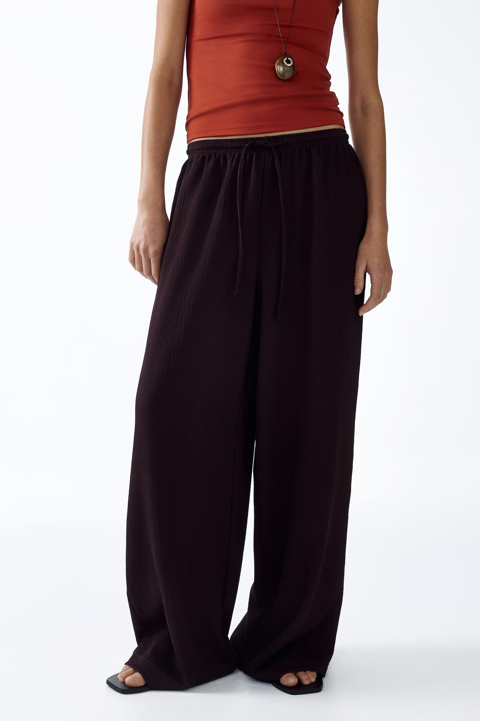 Wide pull-on trousers - Dark brown/Dark brown/Leopard print/Black/Cream/Striped/Beige - 3