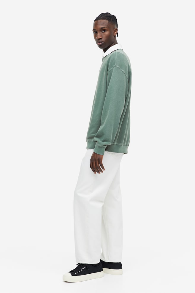 Sweatshirt med tvättad look Relaxed Fit - Grön/Blå - 6