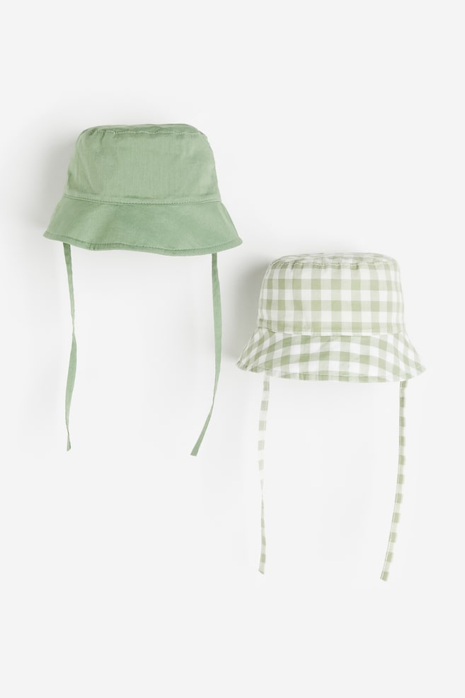 Cappelli per il sole 2 pezzi - Verde chiaro/quadri/Rosa ruggine/righe/Albicocca/fiori - 1