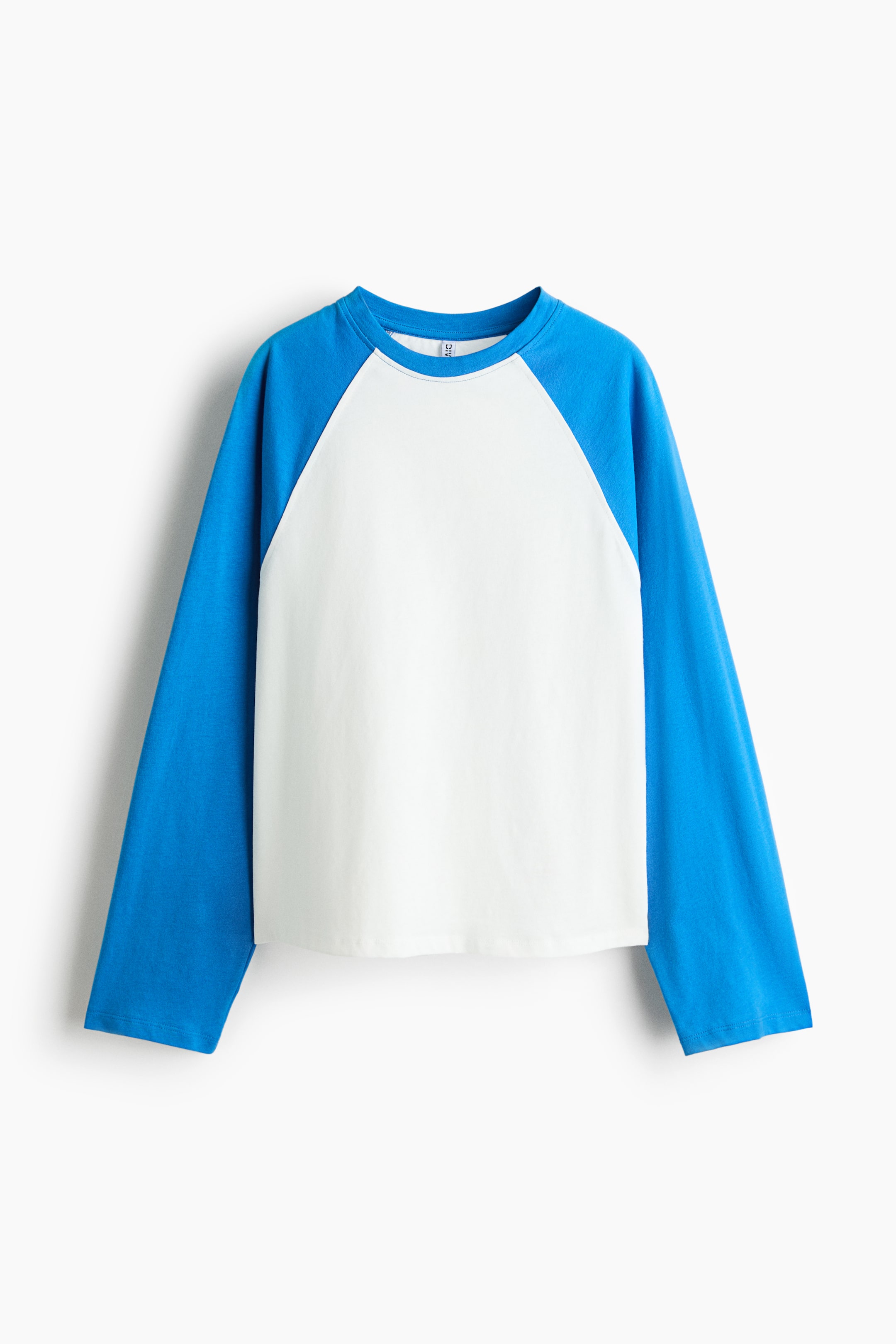 Xem ảnh lớn hơn: Raglan-sleeved cotton top - Màu xanh dương/Khối màu - Ladies | H&M VN 1