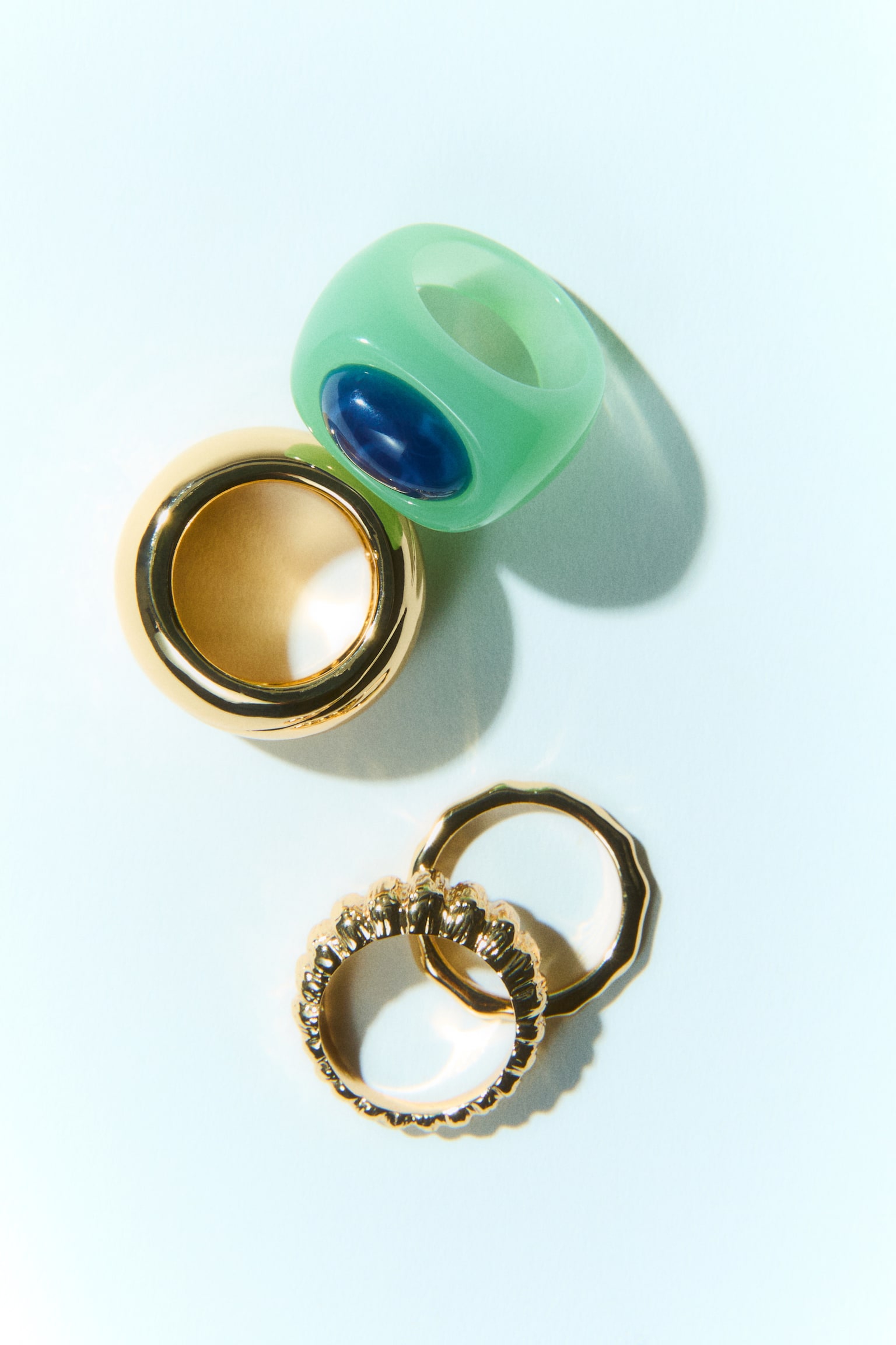4-Pack Rings - Light green/gold-colored/Dark brown/gold-colored - 1