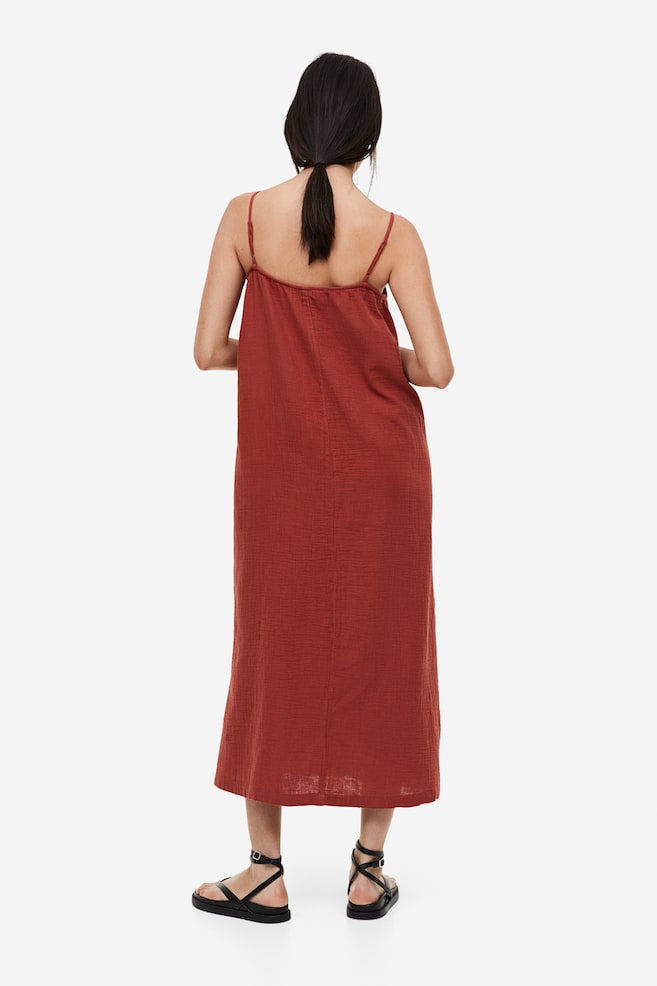 Double-weave cotton dress - Red/Black - 3