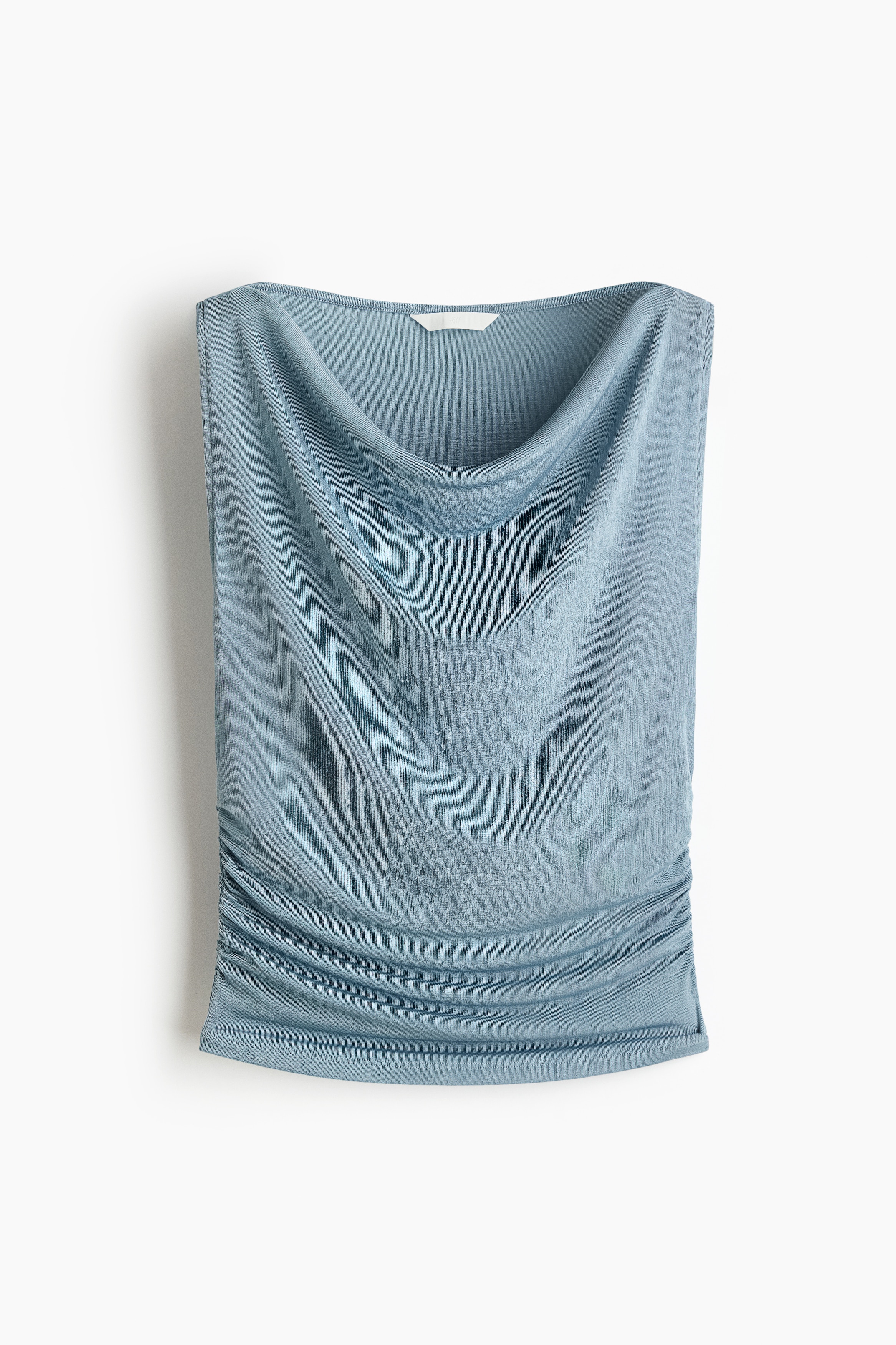 Top drappeggiato in jersey - Turchese polvere/Marrone