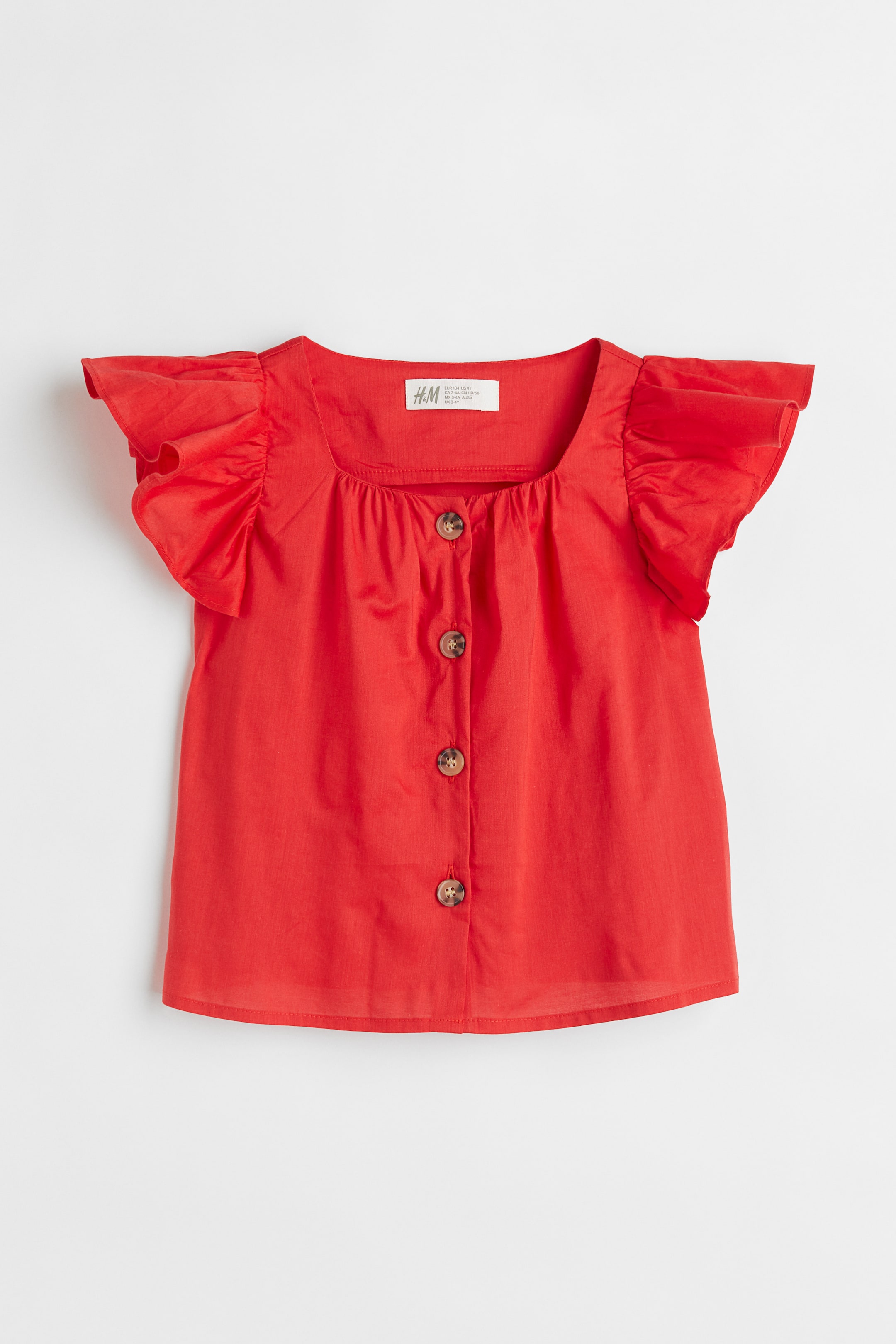 View larger image: Butterfly Sleeve Blouse - Bright red - Kids | H&M AU 1