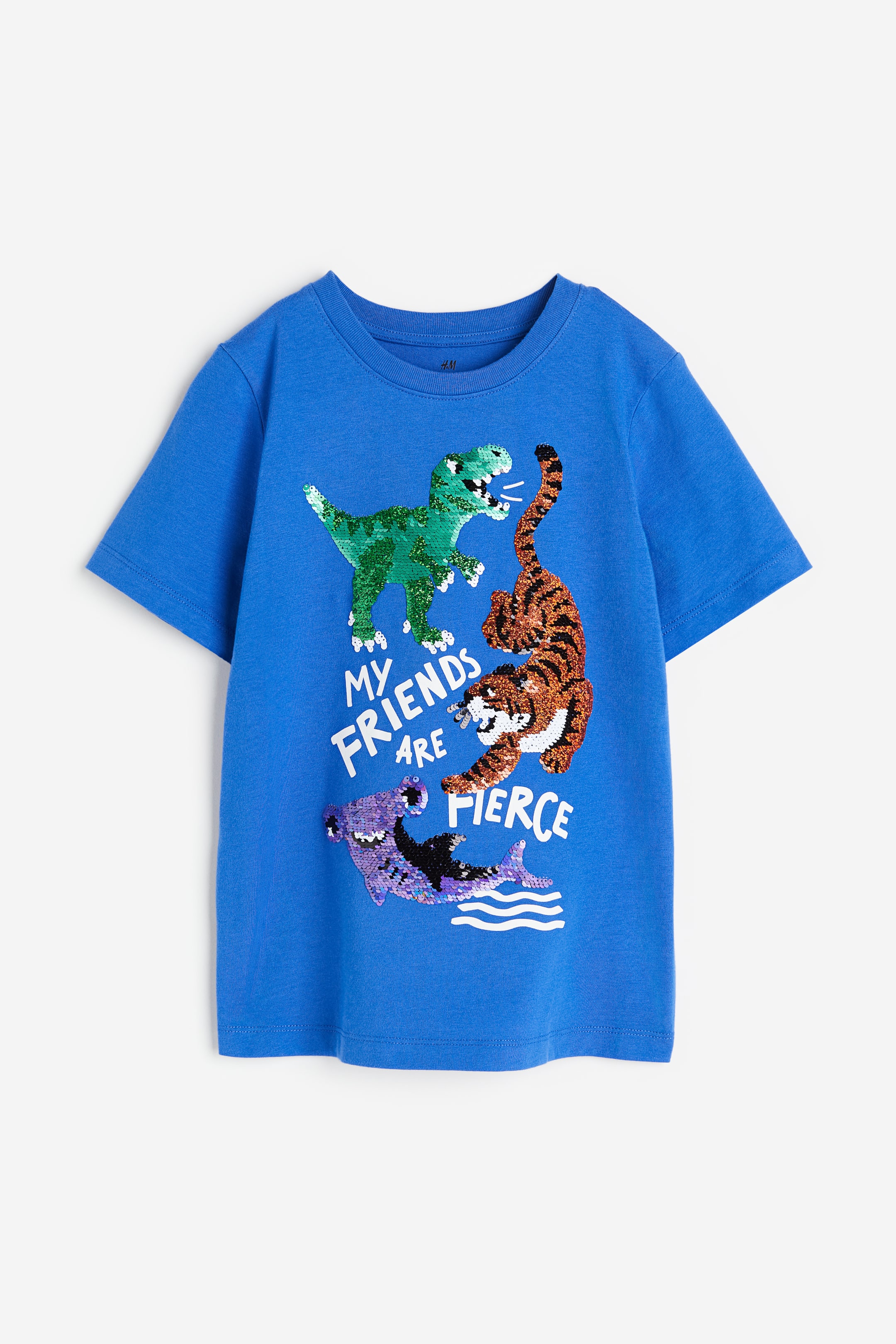 View larger image: Interactive-design T-shirt - Bright blue/dinosaur - Kids | H&M CA 1