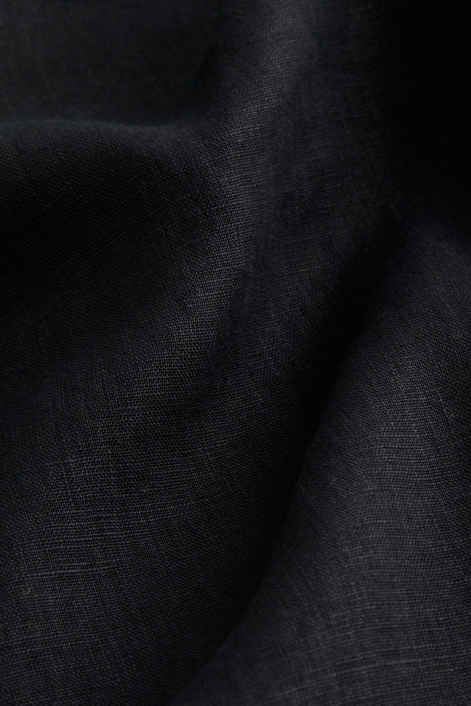 Washed linen dressing gown - Black/Light beige - 3