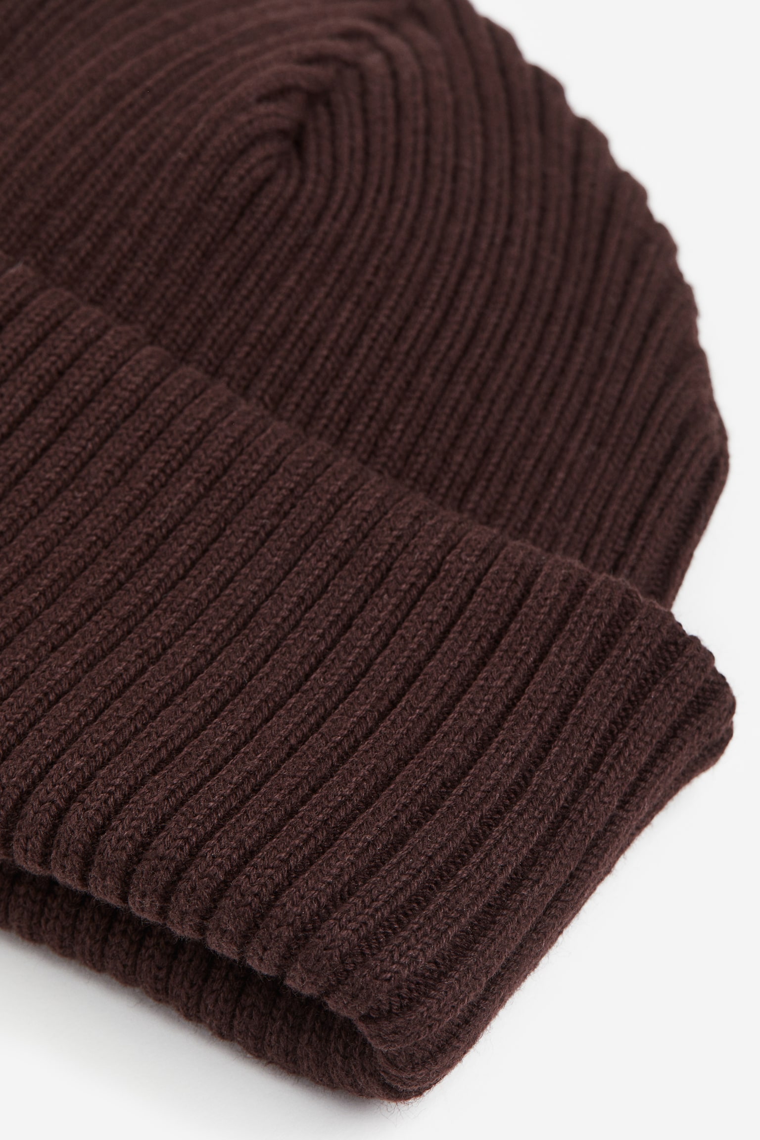 Rib-knit hat - Dark brown - 2