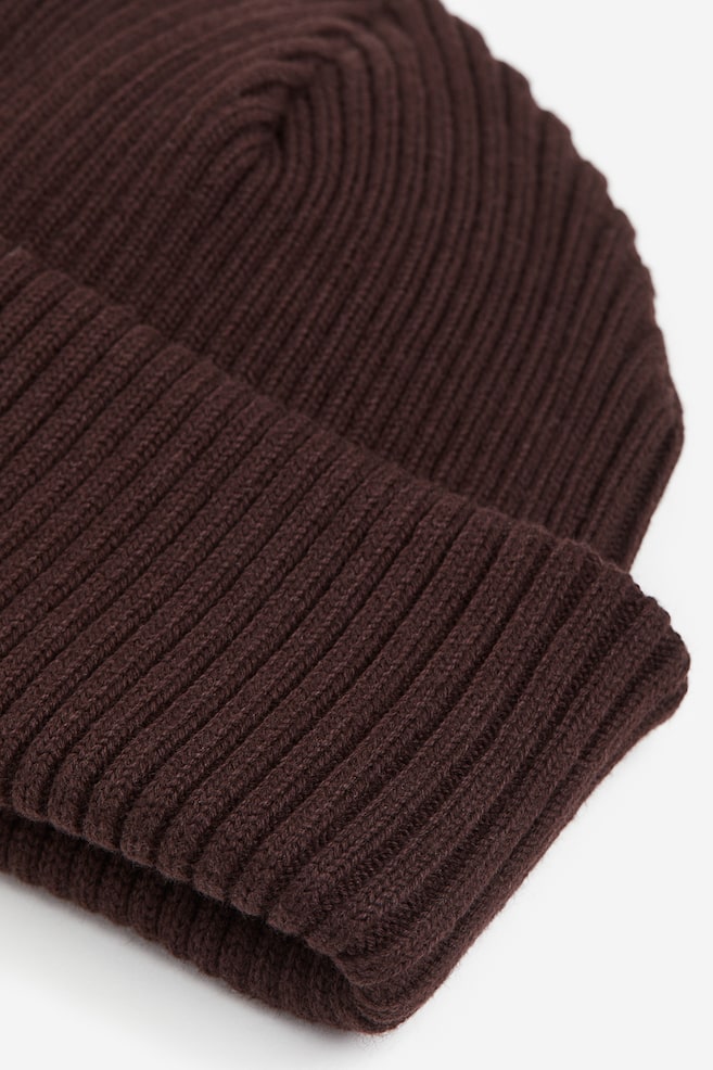 Rib-knit hat - Dark brown/Black/Grey marl/Light beige - 2