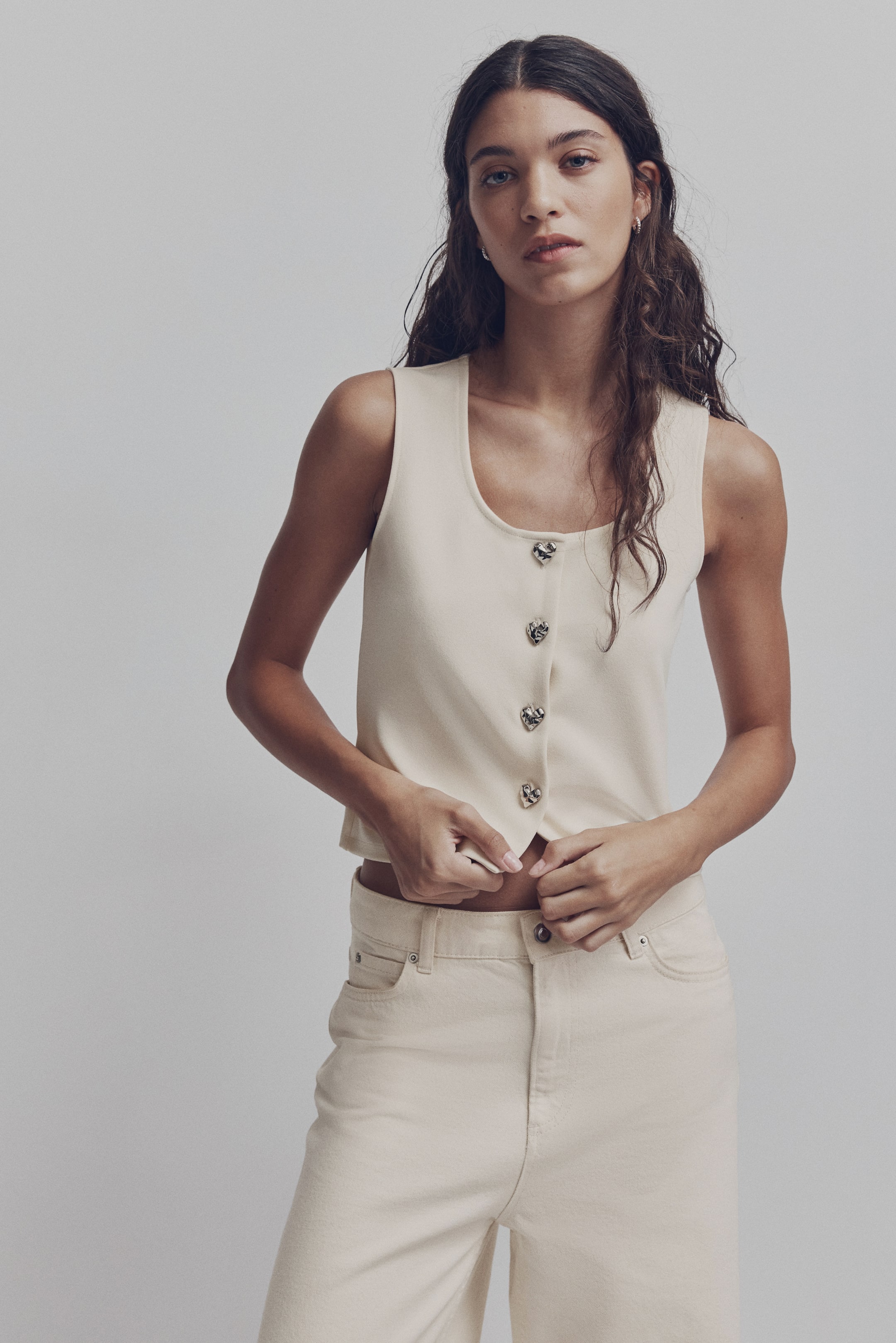 Xem ảnh lớn hơn: Áo gi-lê Ponte di Roma - Màu kem - Ladies | H&M VN 3