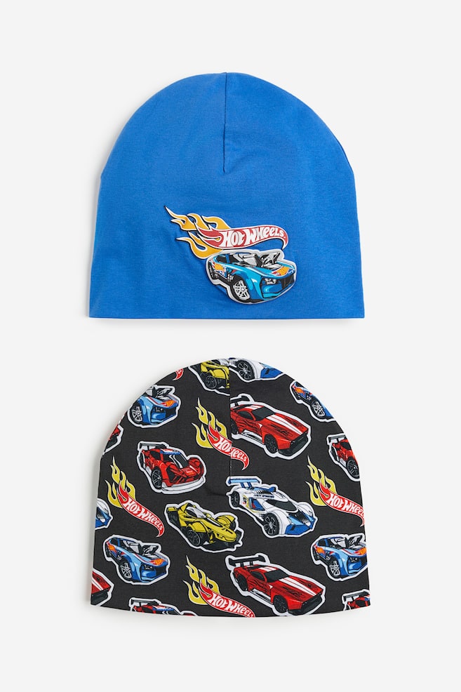 2-pack printed jersey beanies - Bright blue/Hot Wheels - 1