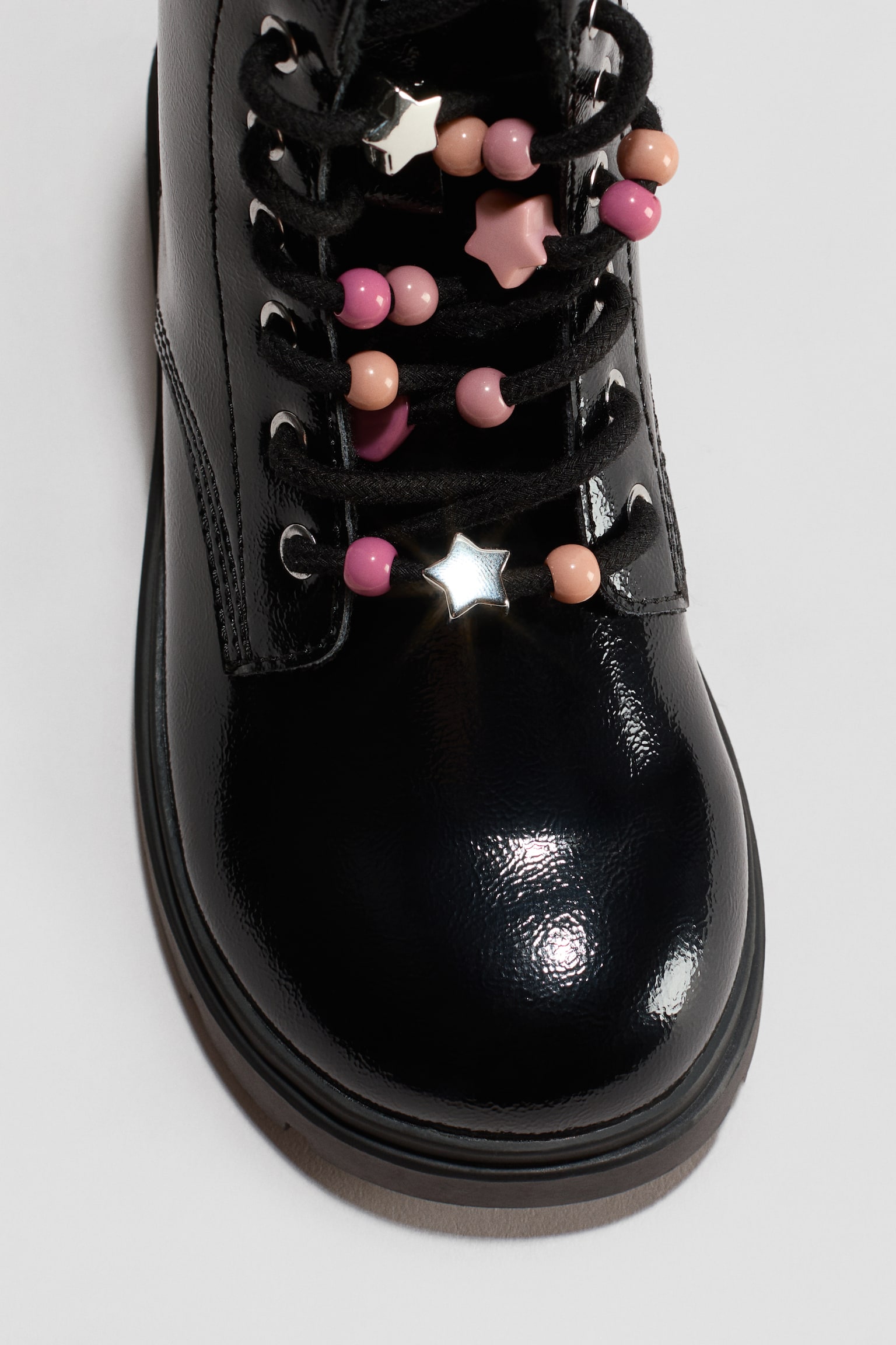 Детские ботинки H&M Beaded Warm-Lined Lace-Up, цвет: Чёрный — фото 3