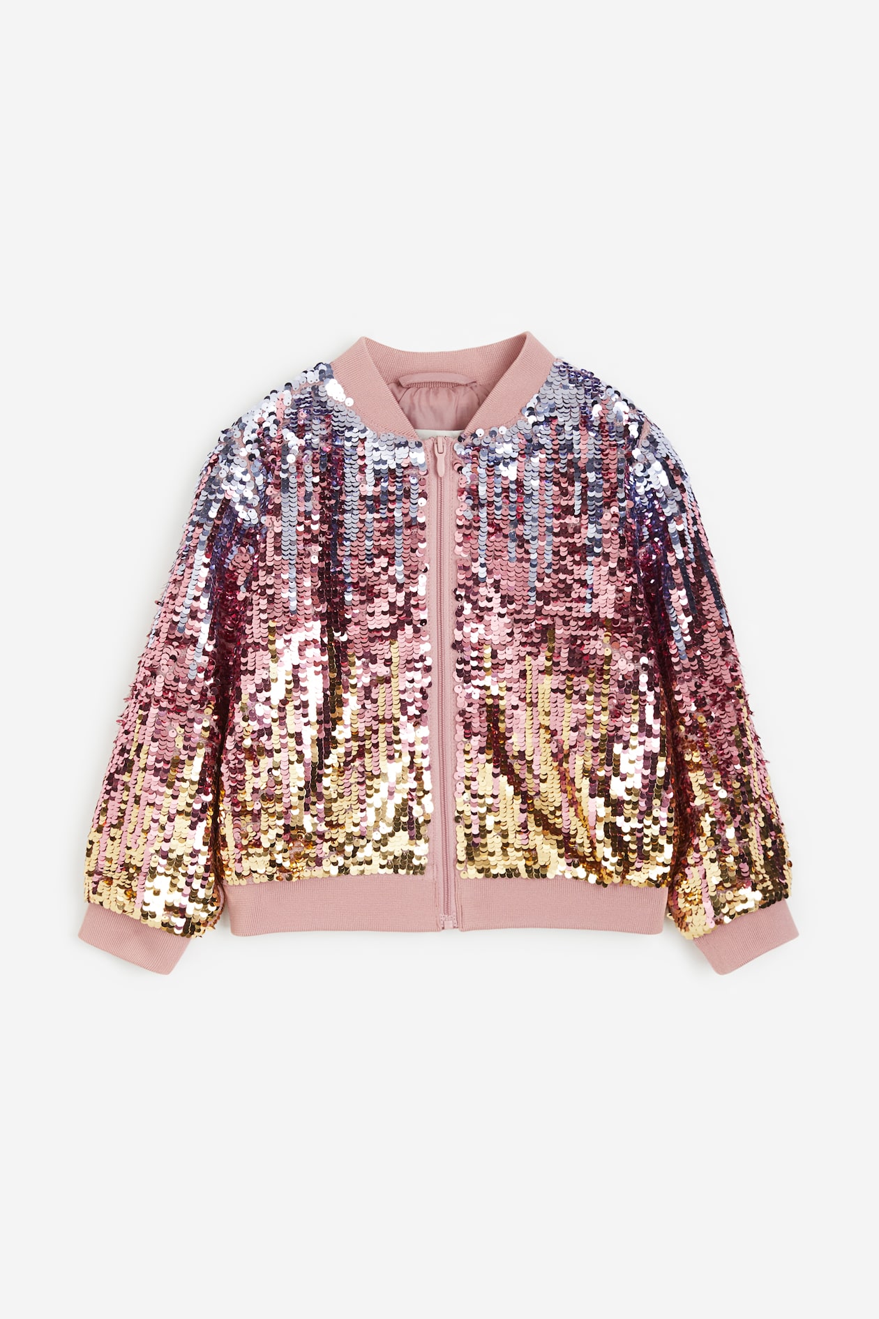 Sequined Bomber Jacket - Powder pink/sequined - Kids | H&M US