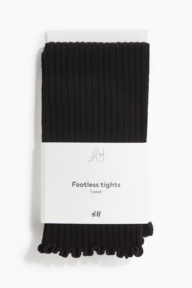 Gerippte Tights - Schwarz - 1