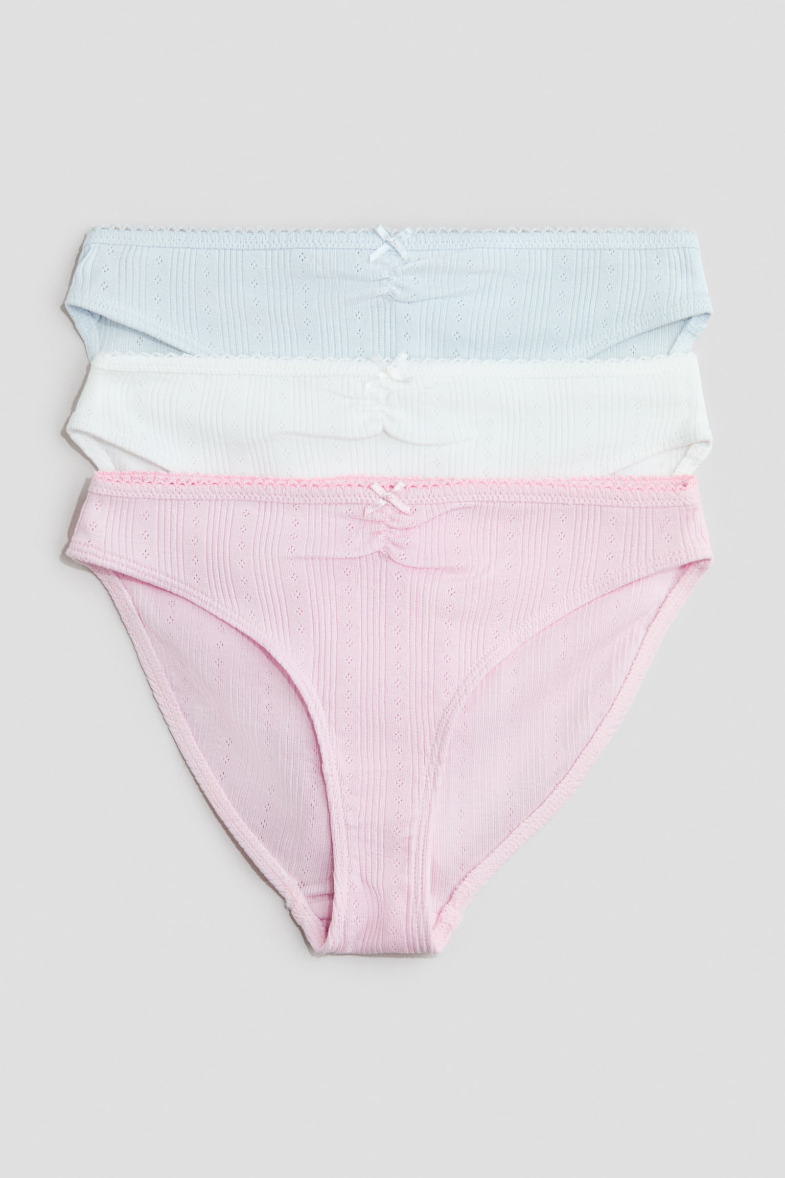 3-pack cotton briefs - Light blue/Light pink/White/Floral/Green/Pink/Grey - 1