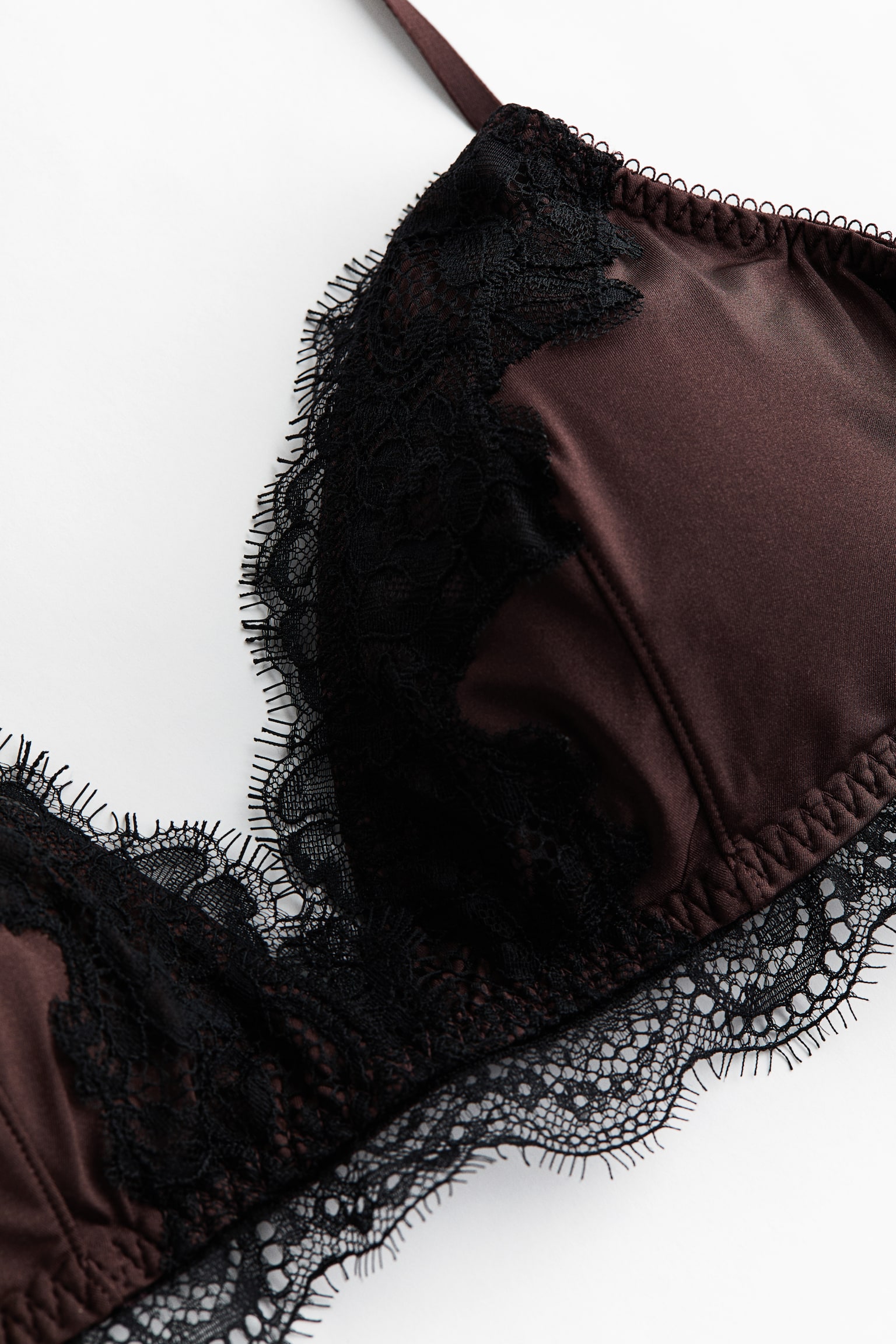 Бра Soft-Cup, уплотнённая чашка, кружево, микрофибра — H&M, цвет: Тёмный коричневый / Чёрный — фото 6