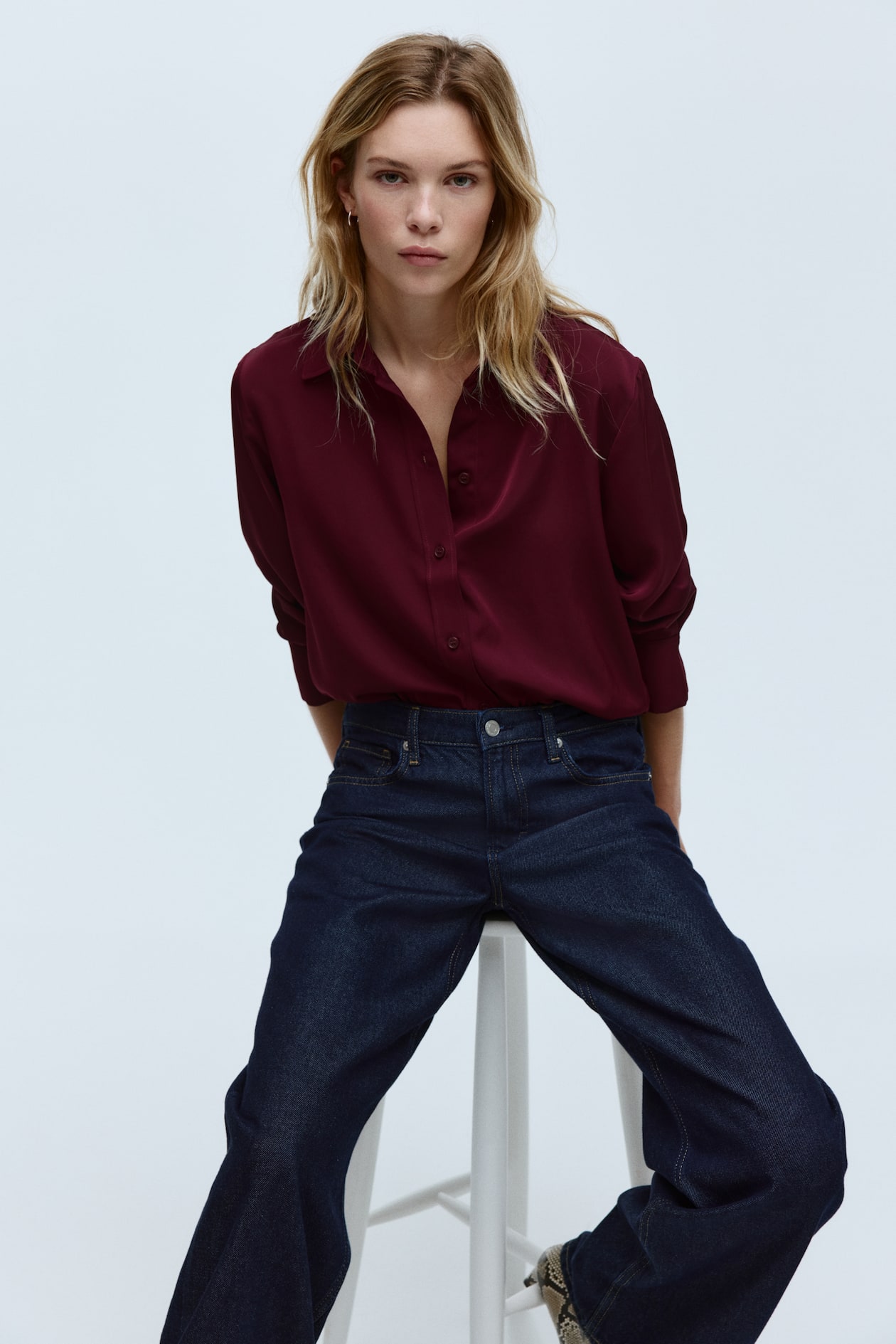 Women's Burgundy Shirt H&M CA - Main Image
