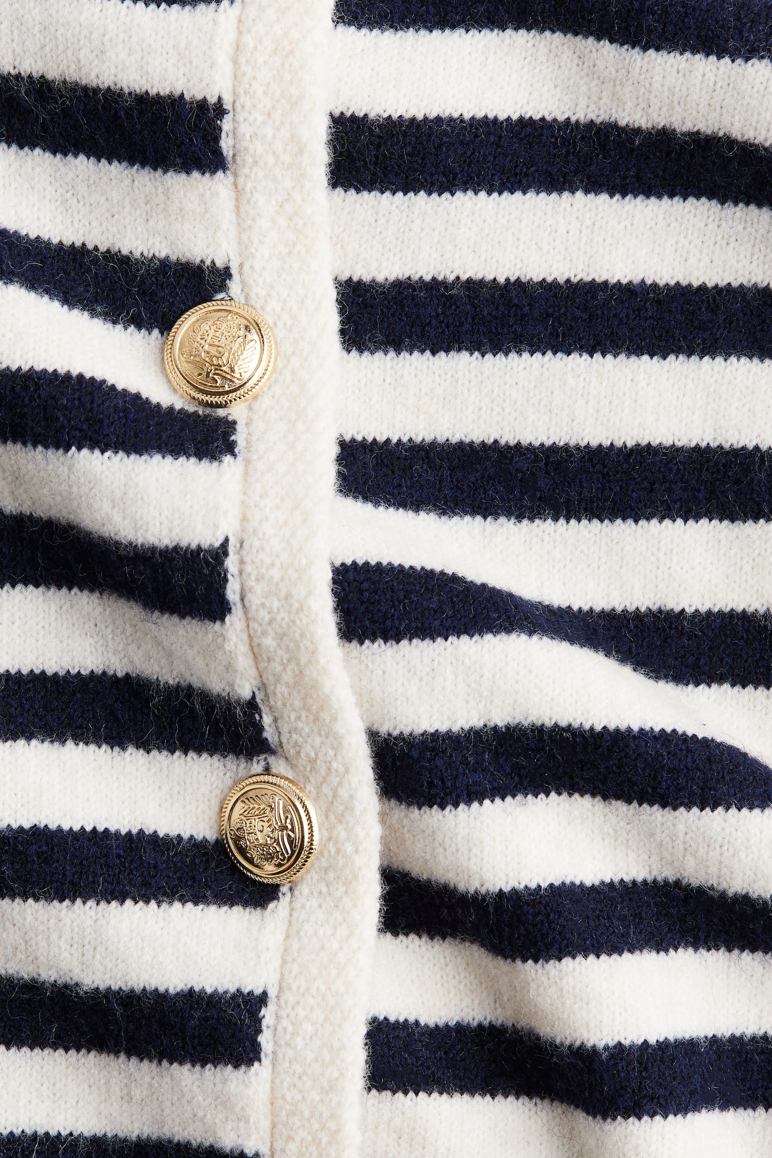 Fitted cardigan - Cream/Navy blue striped/Light grey marl/Striped - 4