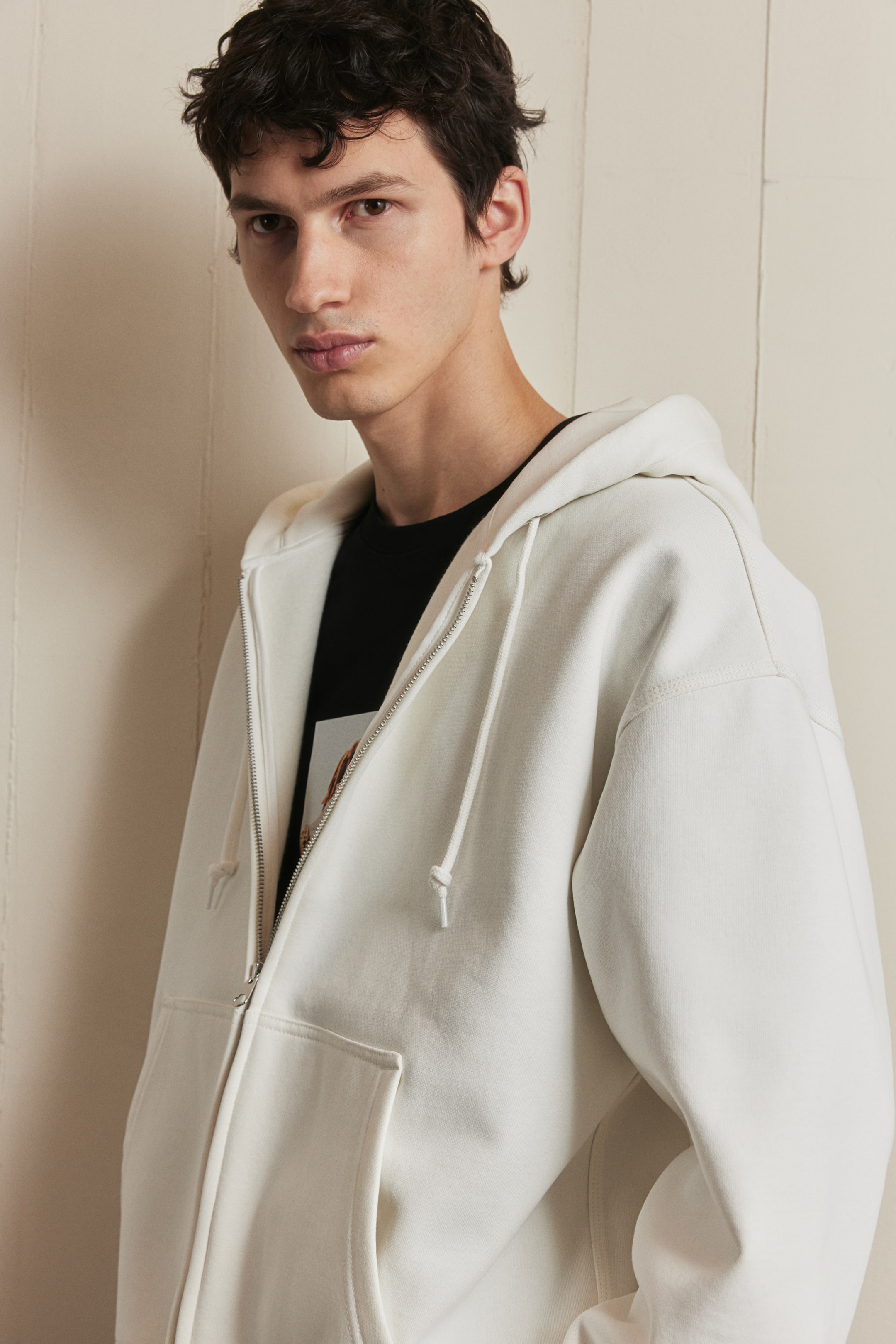 Oversized Fit Hooded Jacket - White - Men | H&M CA