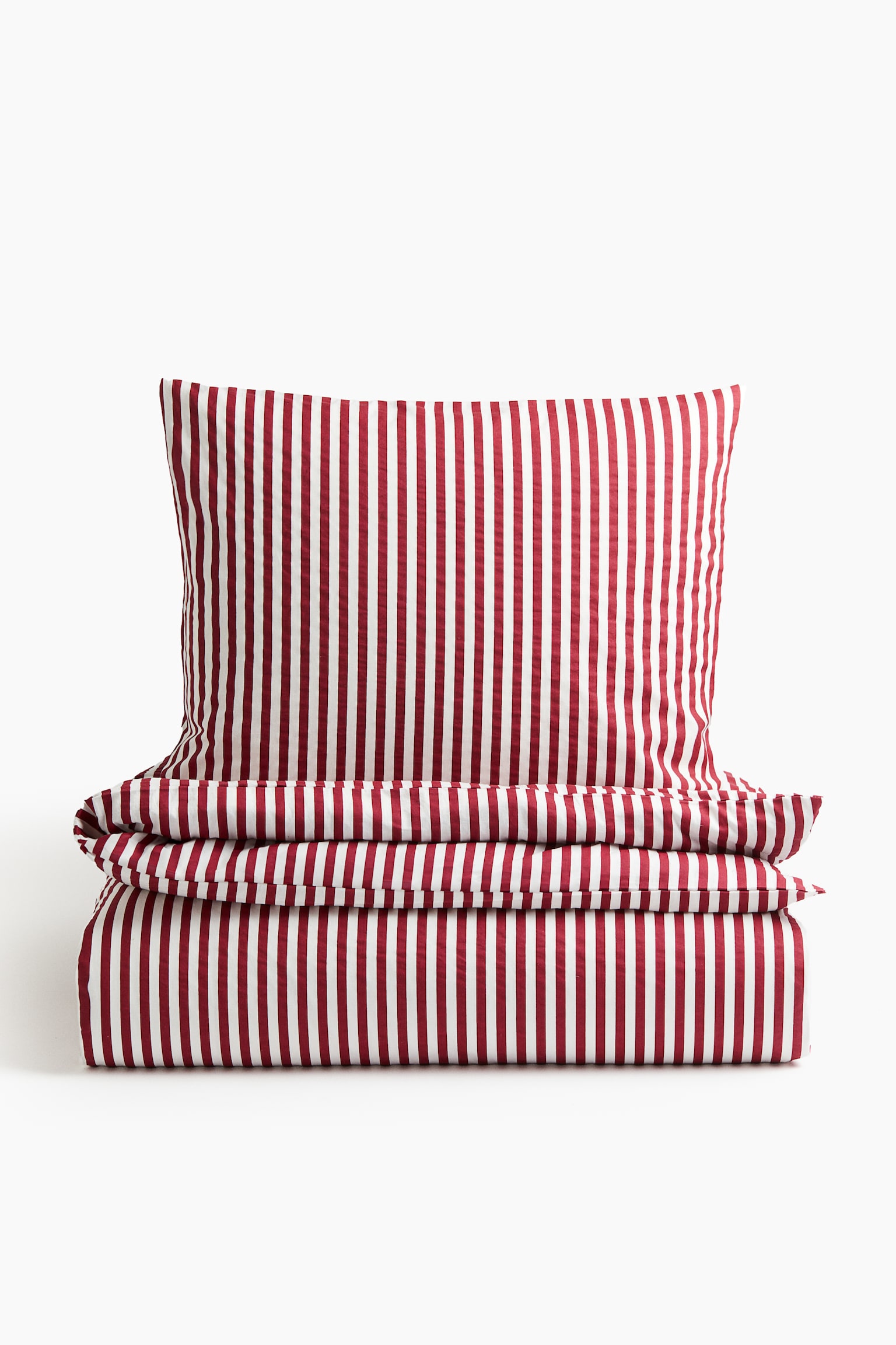 Cotton single duvet cover set - Red/Striped - 3