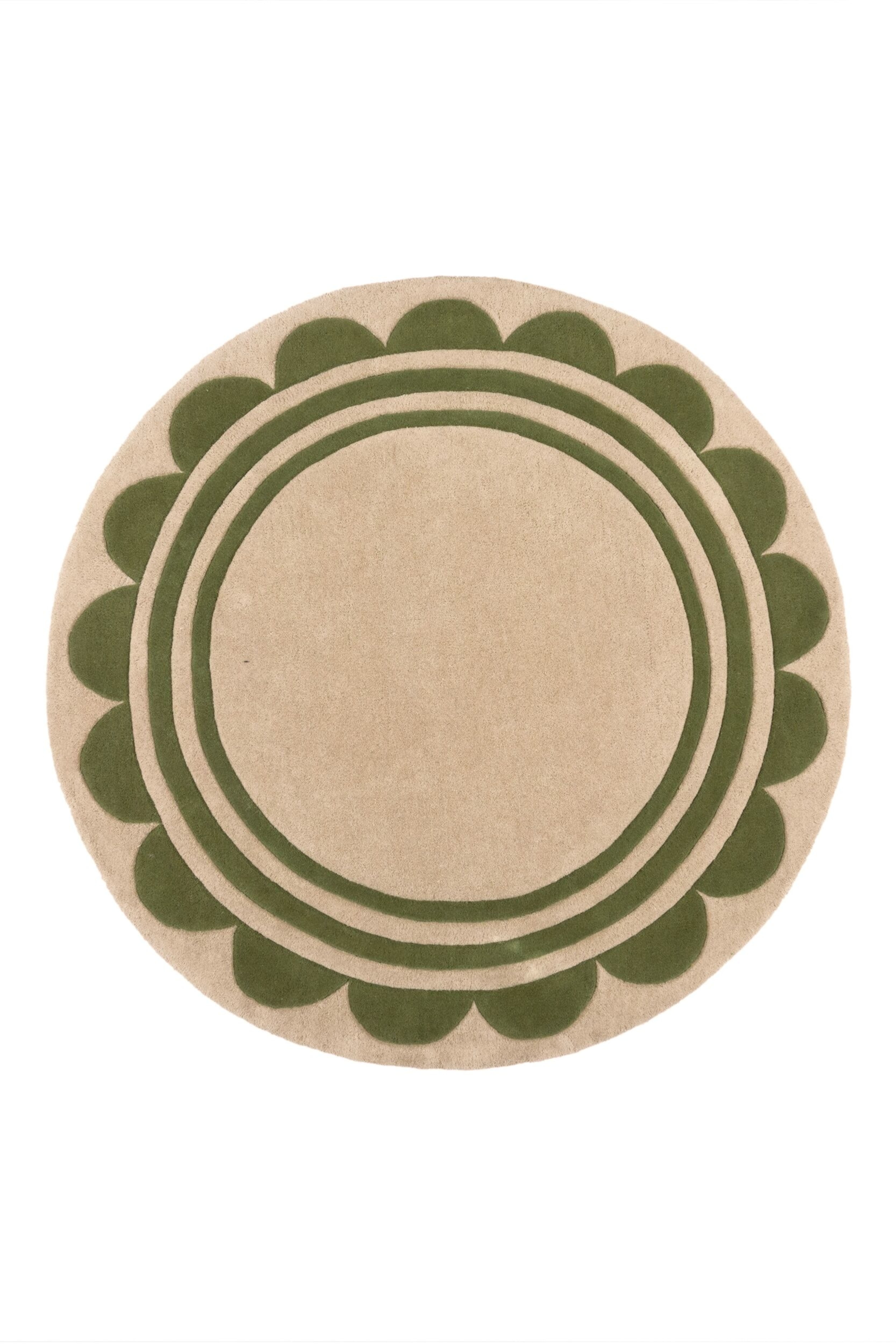 HM Lois Scallop Border Wollteppich Circle Rug