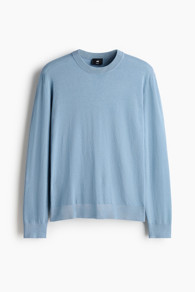 Regular Fit Fine-knit jumper - Dusty blue/Grey marl - 1