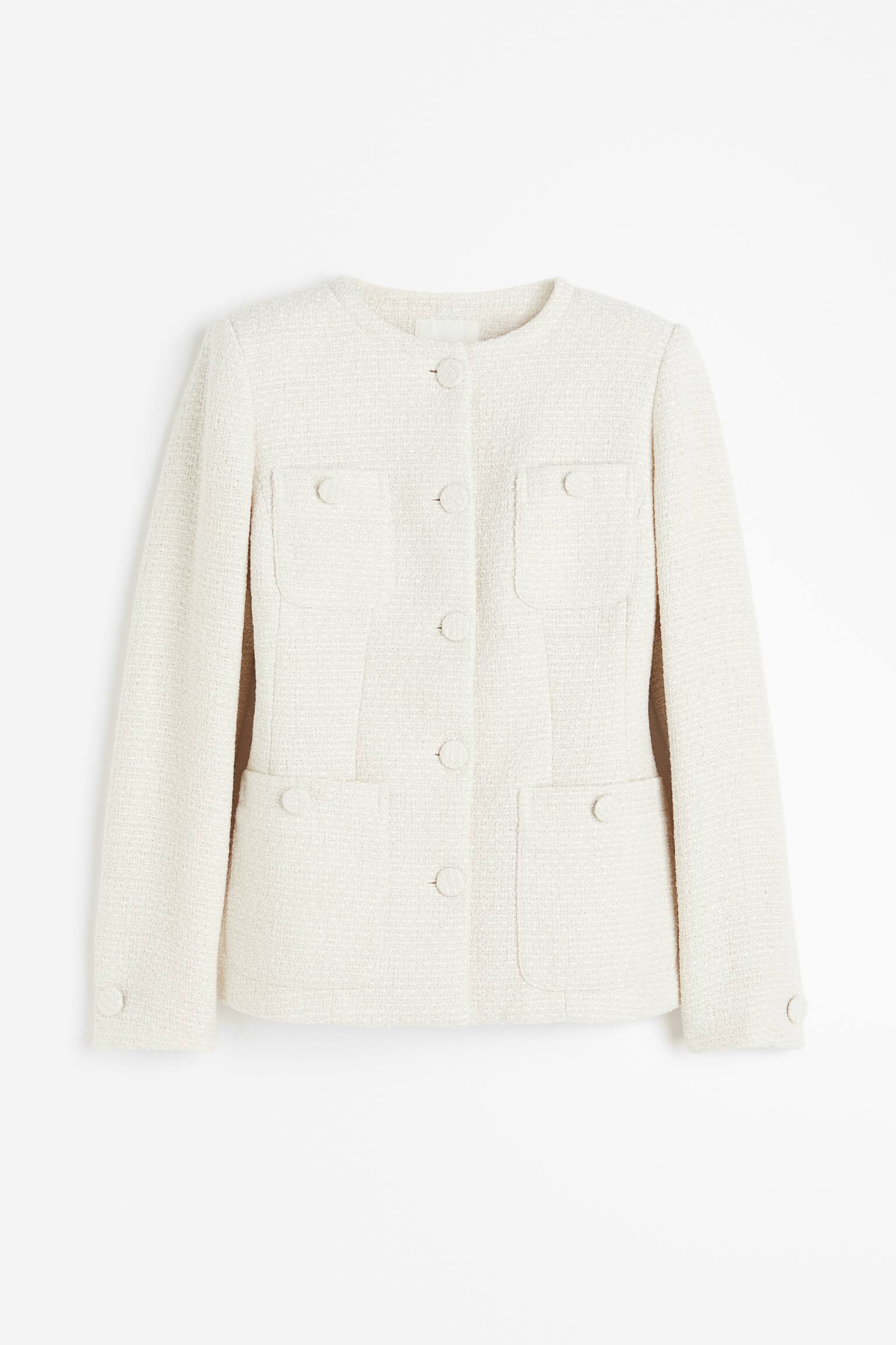 Textured-weave jacket - Cream - 1