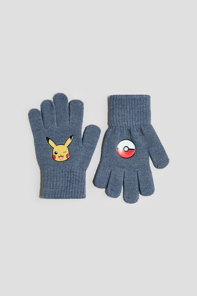 Fingervanter med applikation - Støvet blå/Pokémon/Mørkegrøn/Minecraft/Sort/Spider-Man - 1