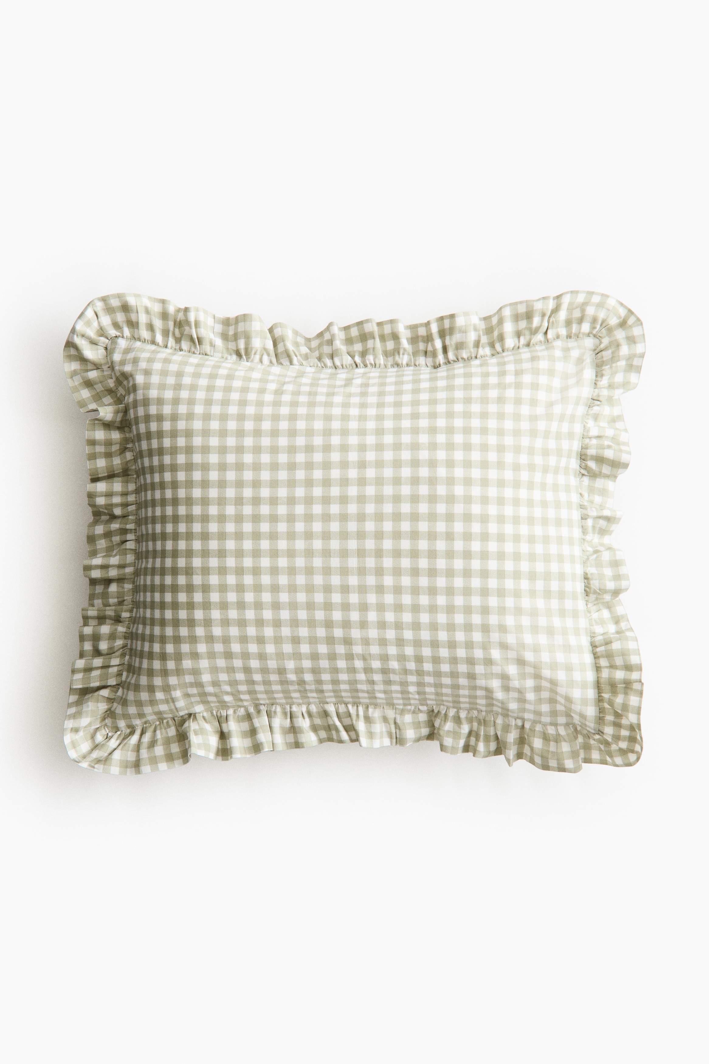 Kopfkissenbezug mit Volantbesatz - Khakigrün/Gingham-Karo/Hellbeige/Gingham-Karo/Beige/Gingham-Karo