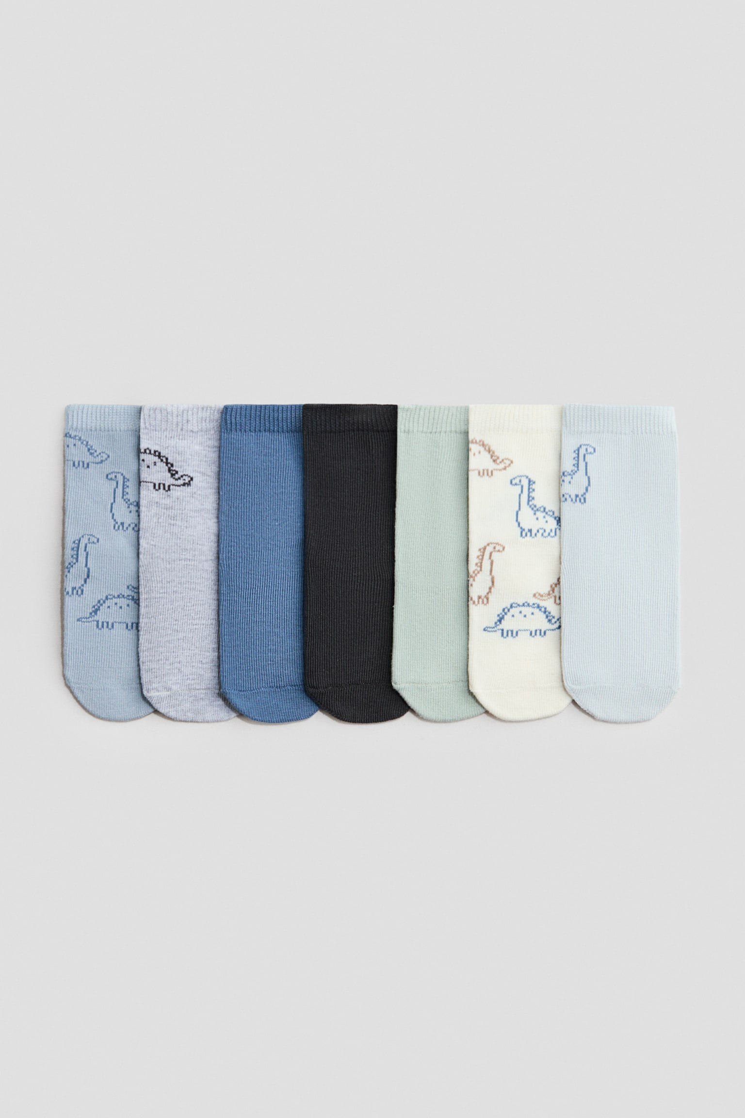 7-pack strumpor - Ljusblå/Dinosaurier/Ljusrosa/Hjärtan/Mörkgrå/Leopardmönstrad/Marinblå/Nallebjörnar