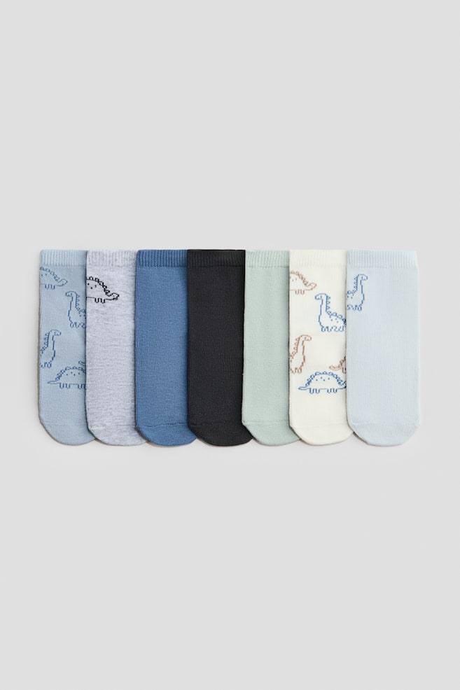 7-pack socks - Light blue/Dinosaurs/Light pink/Hearts/White/Striped/Navy blue/Teddy bears/Dark grey/Leopard print - 1