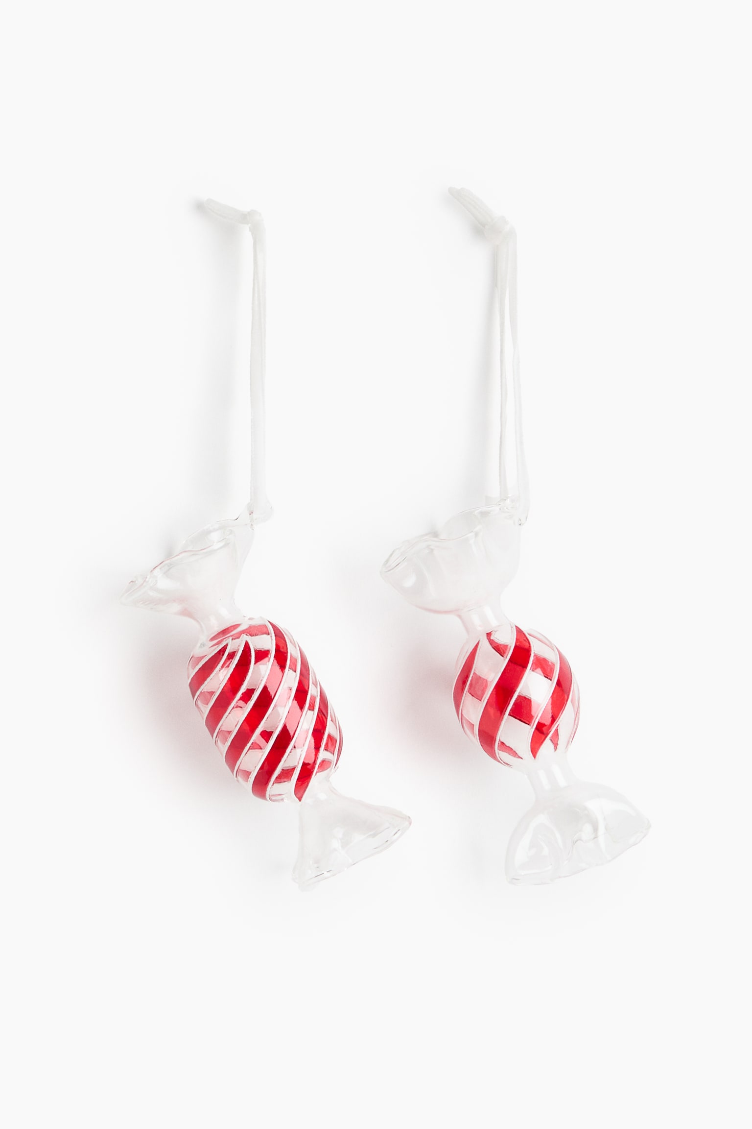 Lot de 2 décorations de Noël en verre - Rouge/bonbons