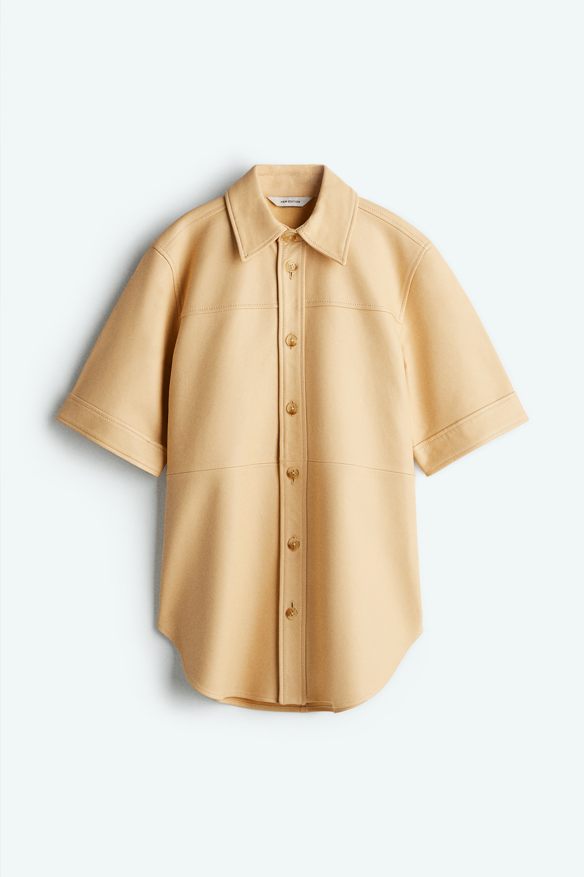 Camisa de corte solto em pele - Amarelo claro