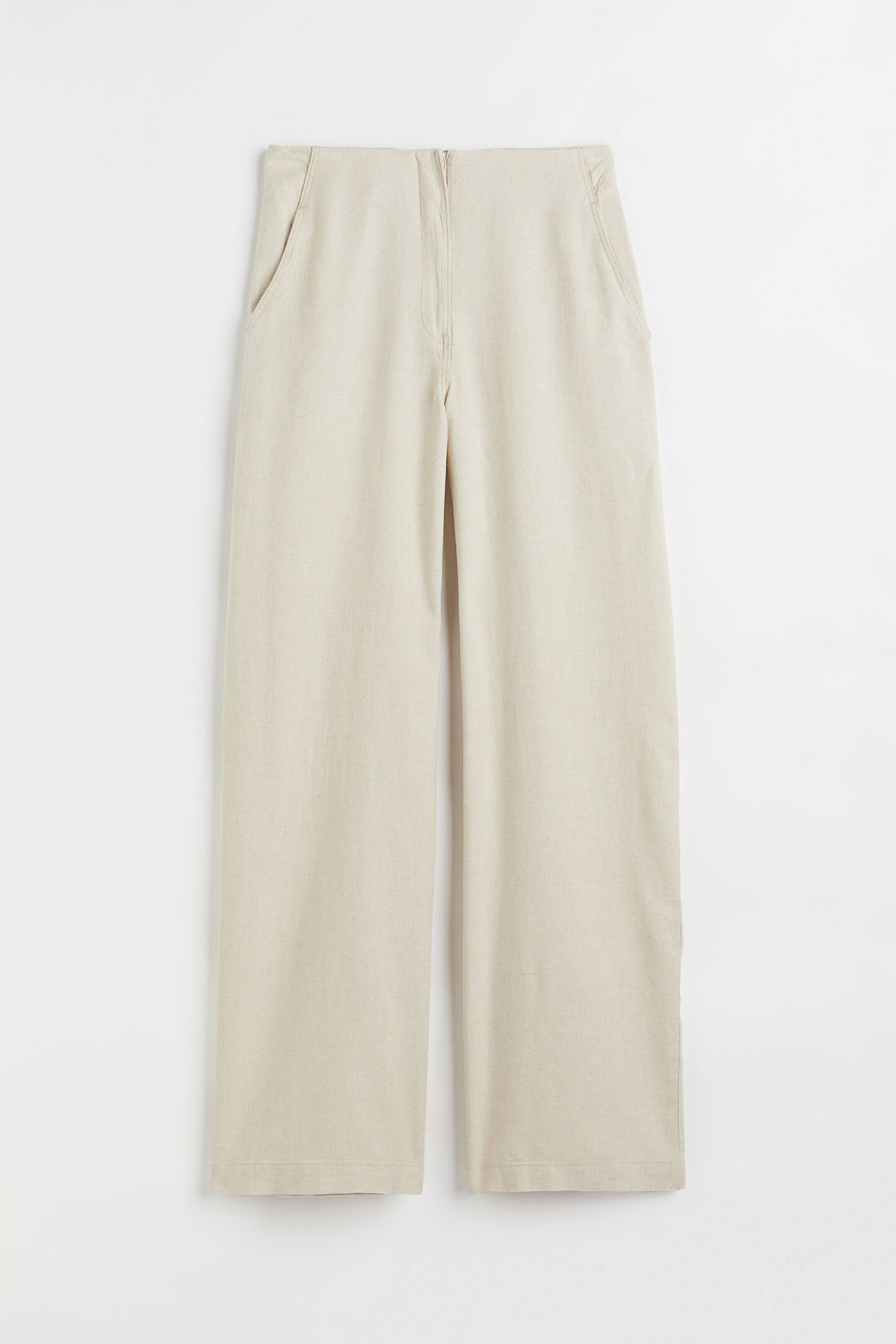 Ingrandisci l'immagine: Pantaloni ampi in misto lino - Bianco naturale - DONNA | H&M CH 1