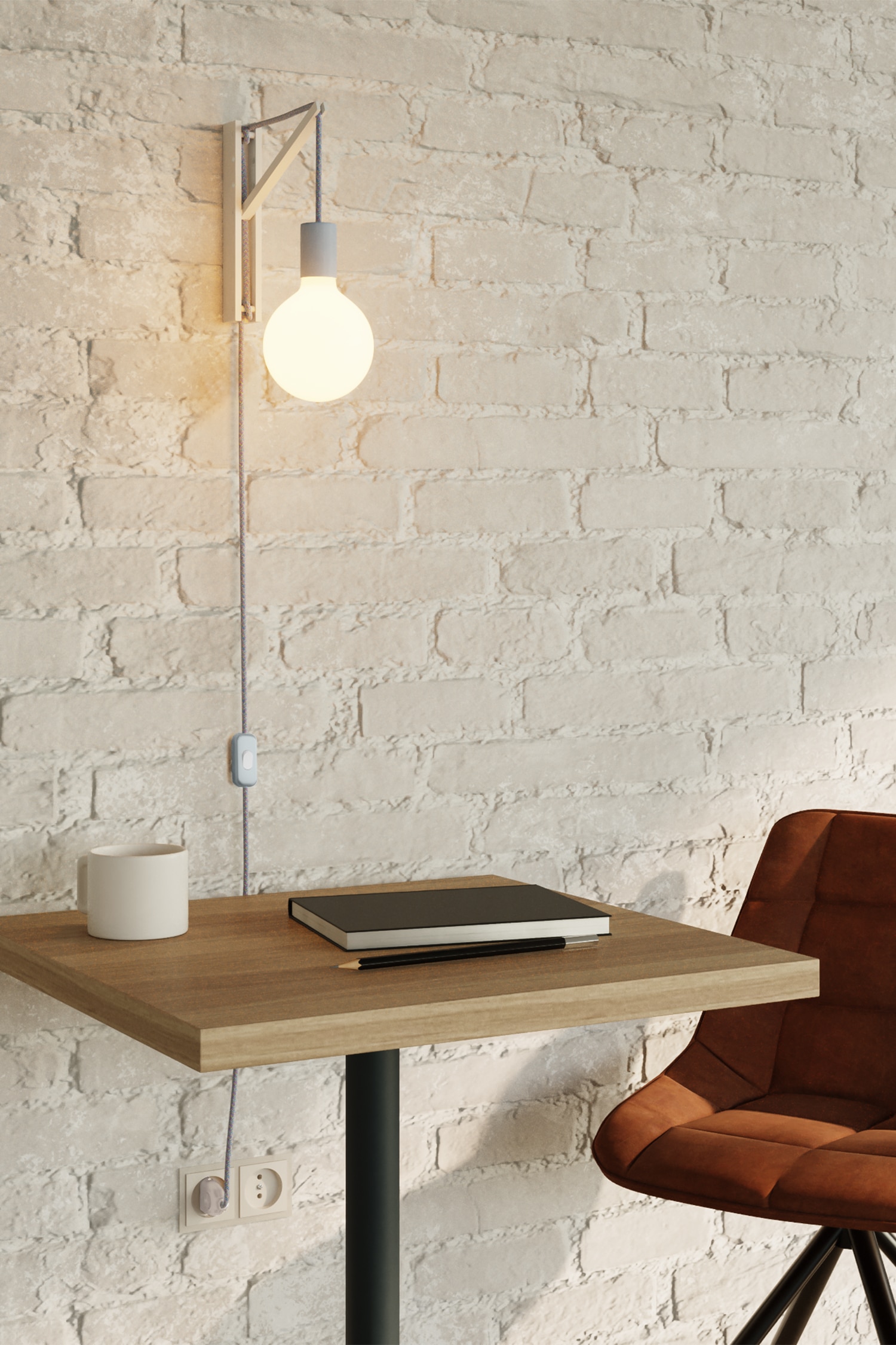 Wandleuchte Pinocchio Mit Glühbirne - Weiß/blau/Schwarz/Natürliches Holz/wengé-effekt/Weiß/gold/Natürliches Holz/titan Sat