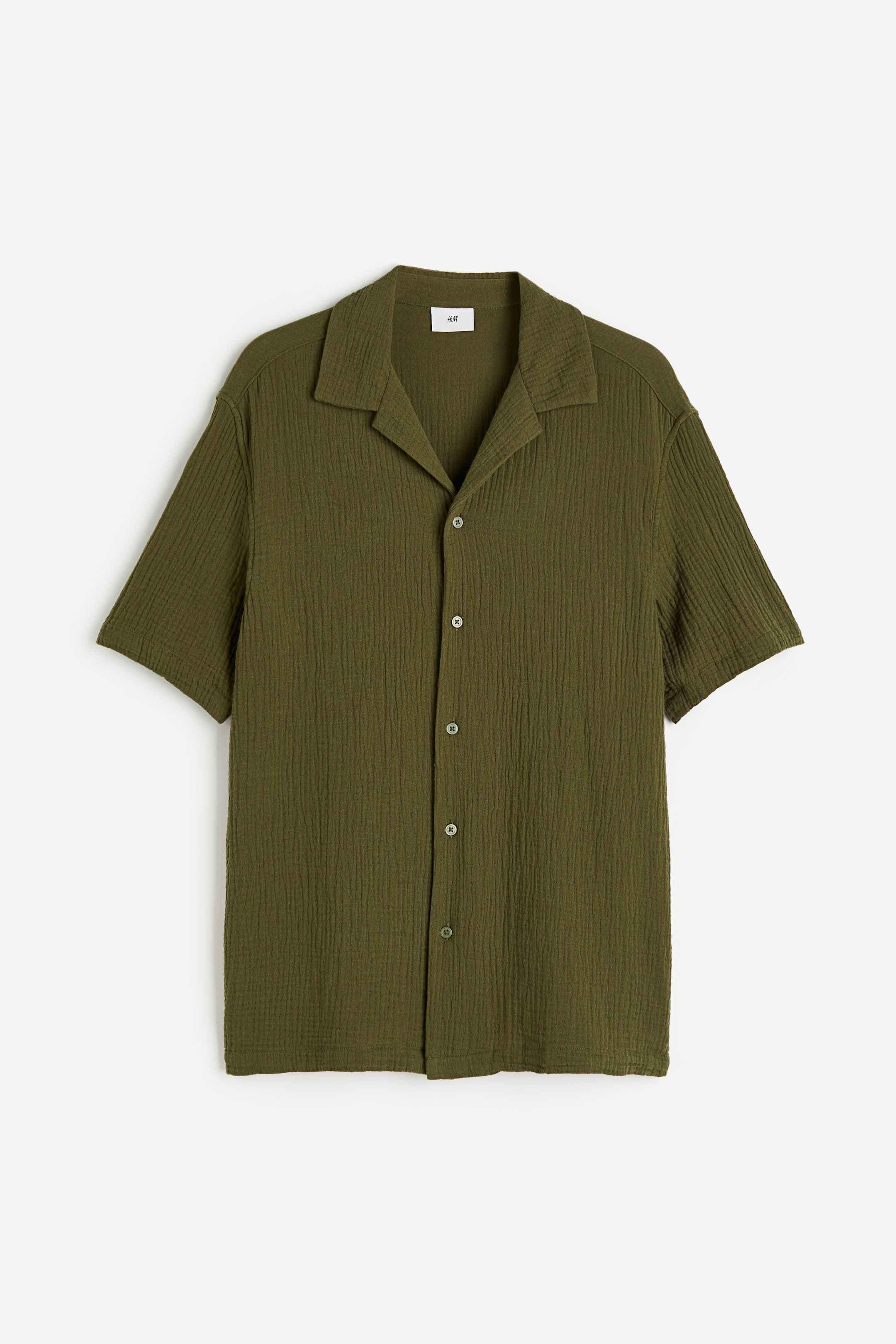 View larger image: Regular Fit Muslin resort shirt - Dark khaki green - Men | H&M 1