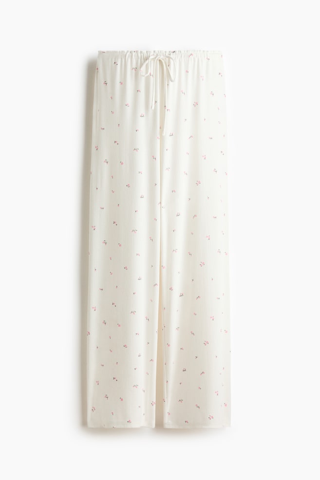 Pointelle Pajama Pants - White/floral/Black/Cream/floral/Light gray melange/Cream/White/hearts/Red - 1