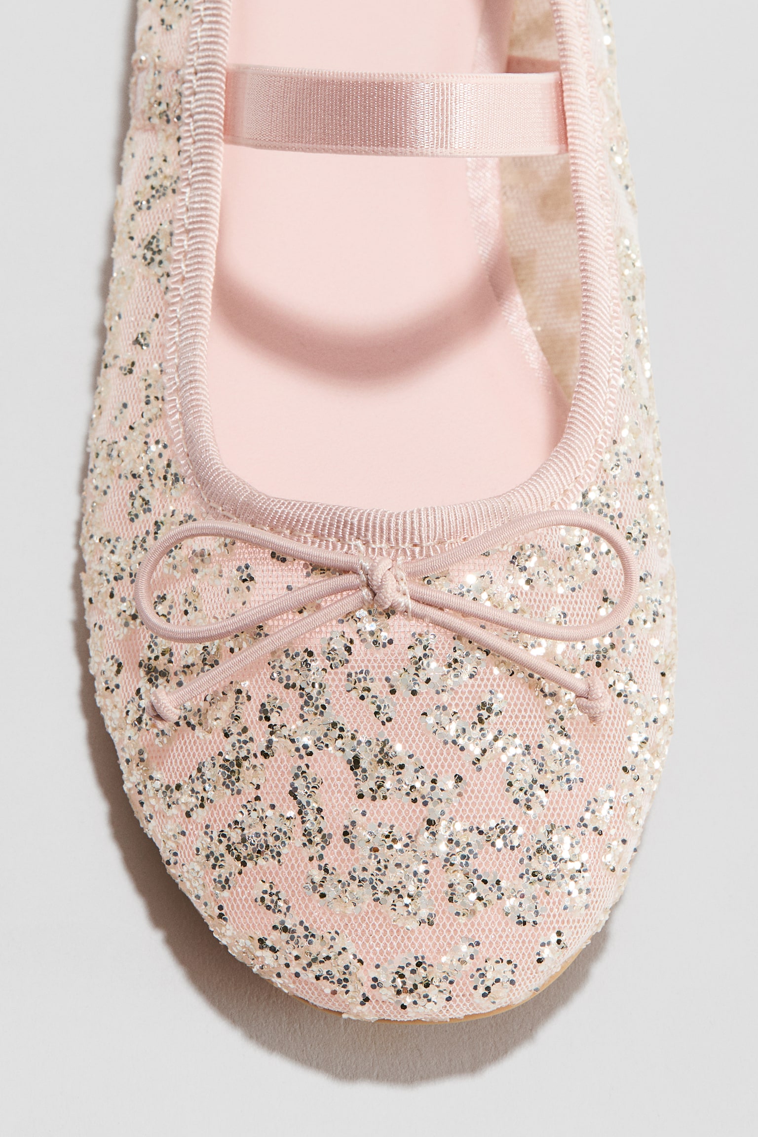 Детские балетки H&M Glittery Ballet Flats, цвет: Светлый пыльный розовый — фото 3