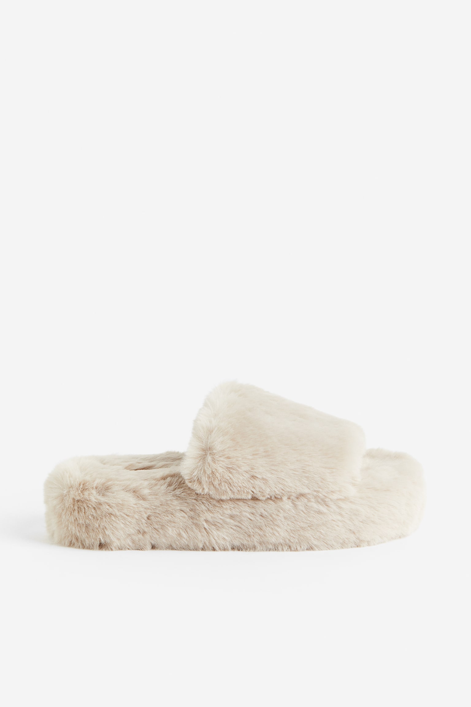 Fluffy Slippers - Light beige/Black - 1